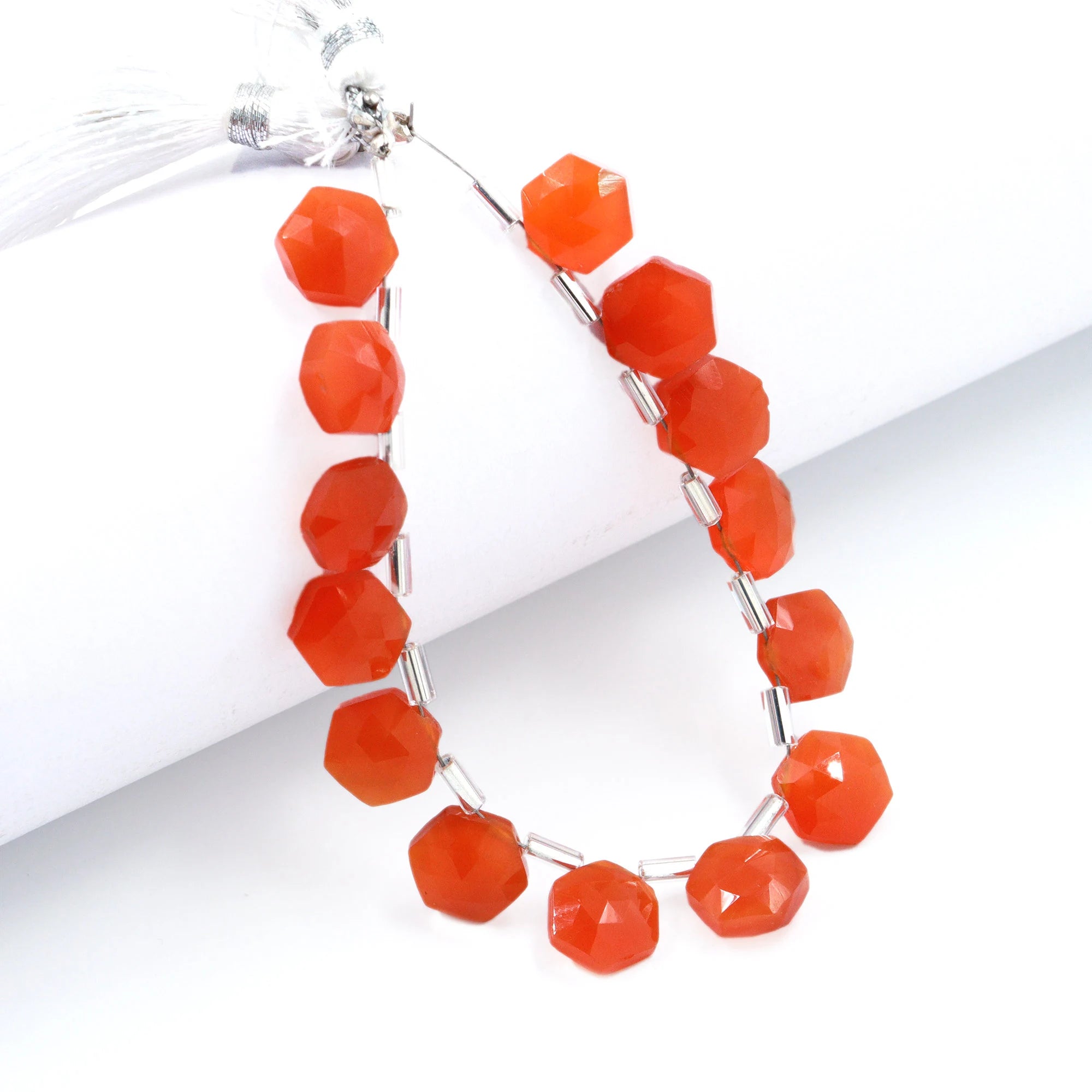 Natural Carnelian Faceted Hexagon Beads, Carnelian Faceted 6 Corner Hexagon, Carnelian Handmade Jewelry Making Gemstone