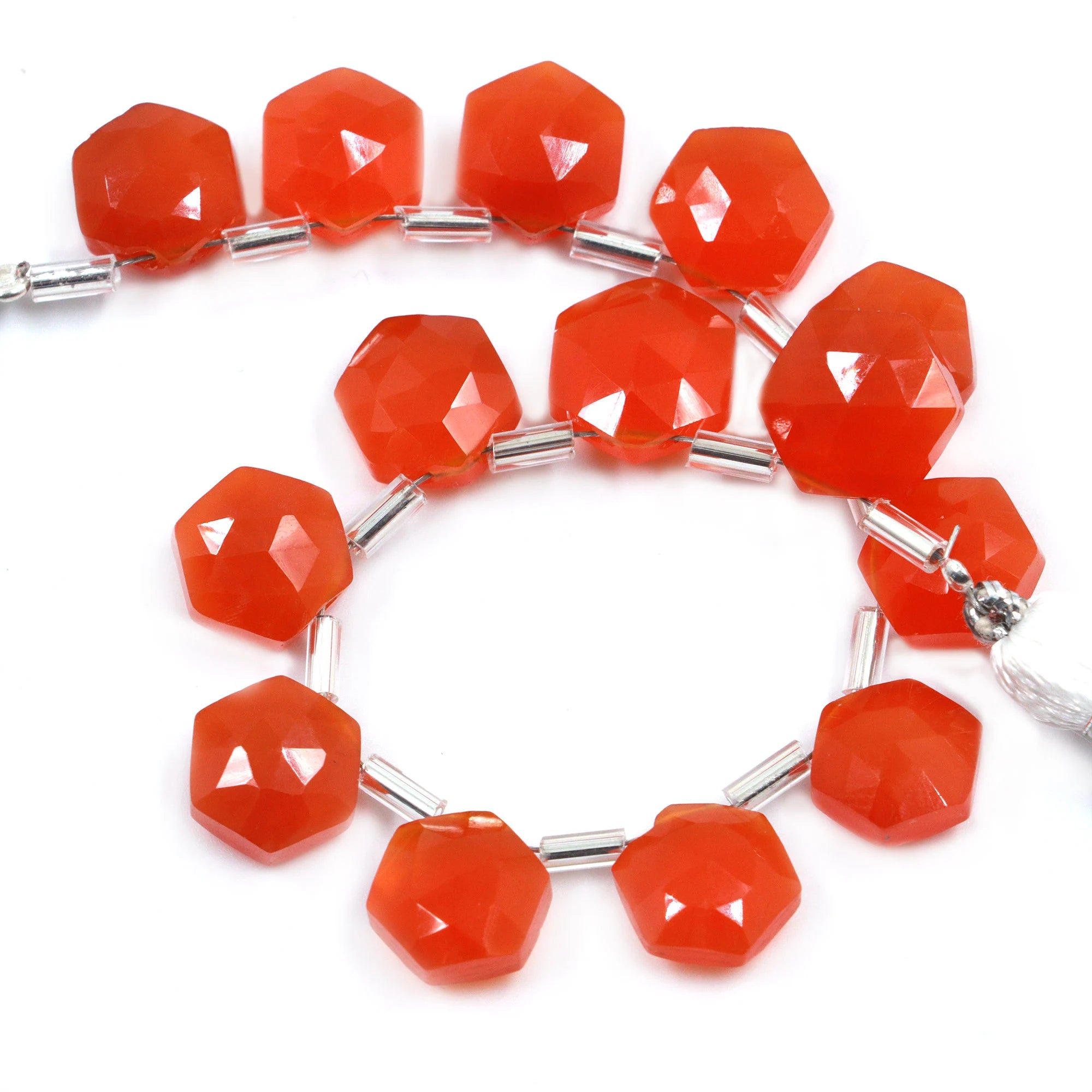Natural Carnelian Faceted Hexagon Beads, Carnelian Faceted 6 Corner Hexagon, Carnelian Handmade Jewelry Making Gemstone