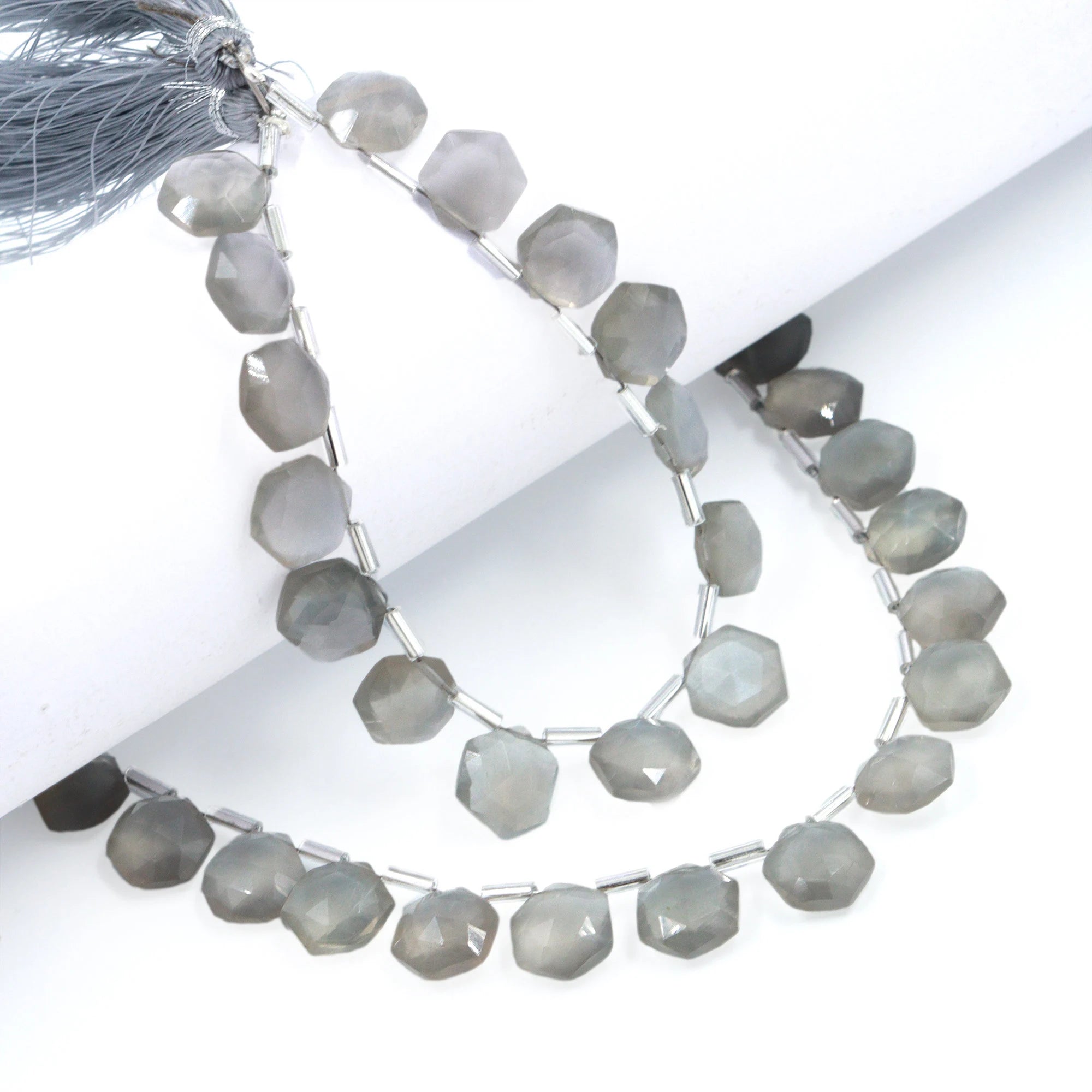 AA Quality Grey Moonstone Faceted Hexagon Beads, Grey Moonstone Six Corner Hexagon, Moonstone Handmade Jewelry Making Gemstone