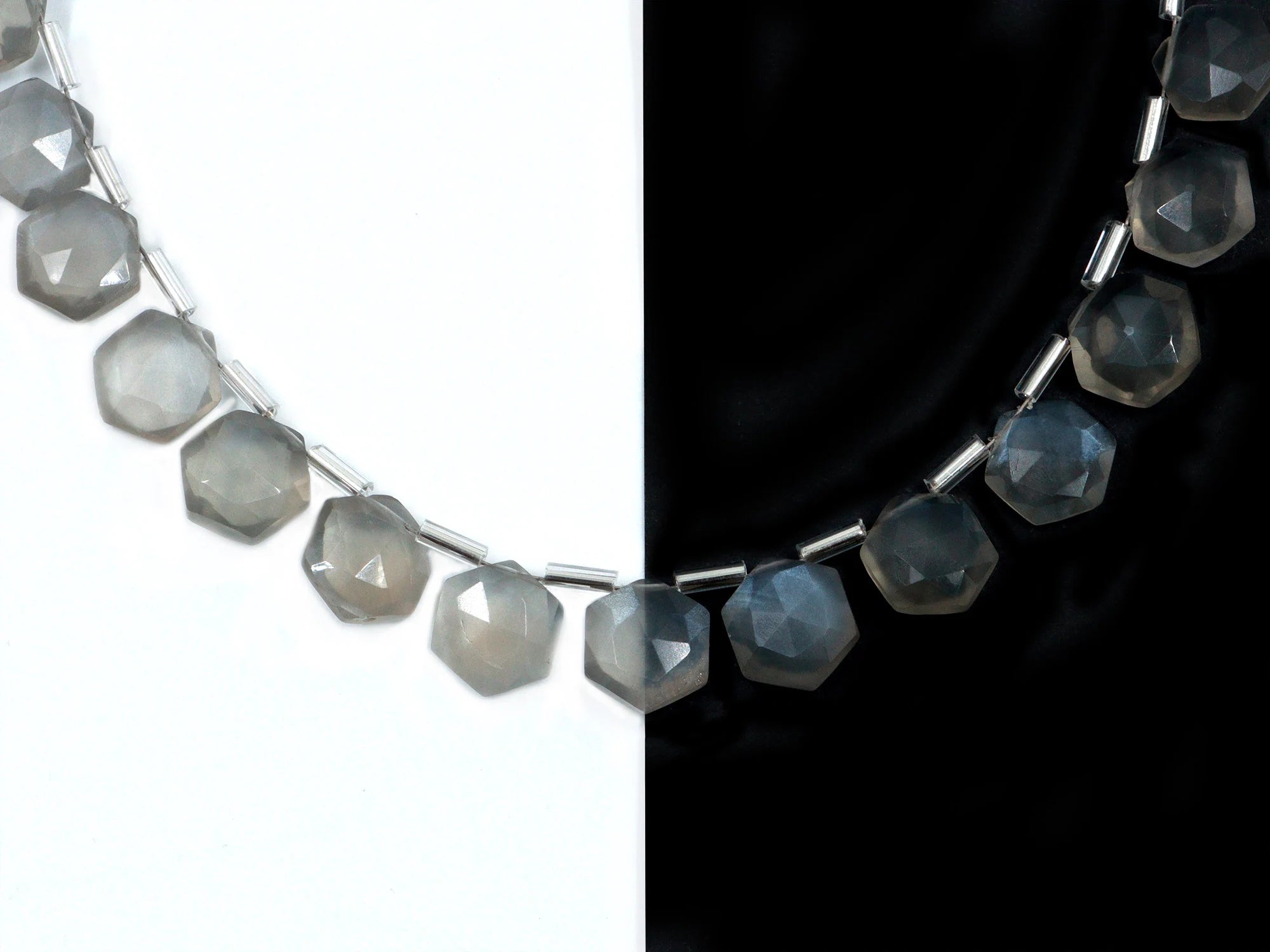 AA Quality Grey Moonstone Faceted Hexagon Beads, Grey Moonstone Six Corner Hexagon, Moonstone Handmade Jewelry Making Gemstone