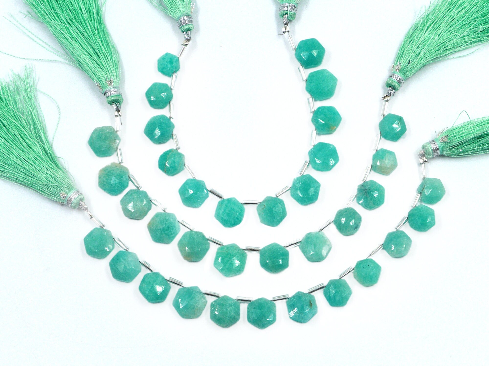 Green Amazonite Faceted Hexagon Beads, Green Amazonite 6 Corner Hexagon, Amazonite Handmade Jewelry Making Gemstone