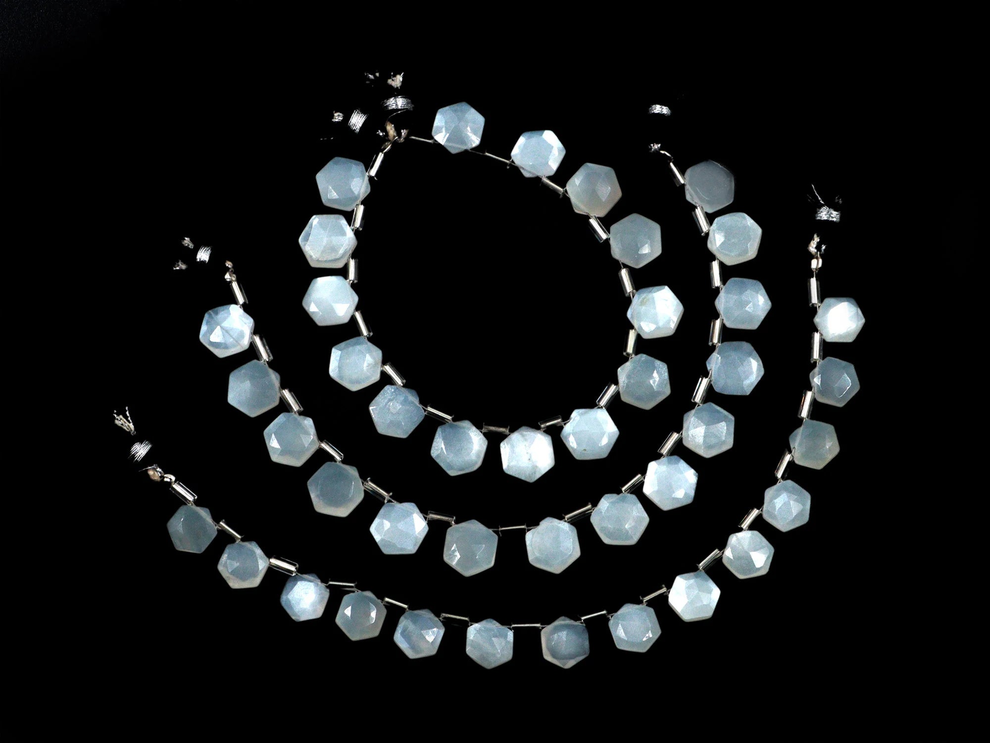 AA Quality White Moonstone Faceted Hexagon Beads, White Moonstone 6 Corner Hexagon, Moonstone Handmade Jewelry Making Gemstone