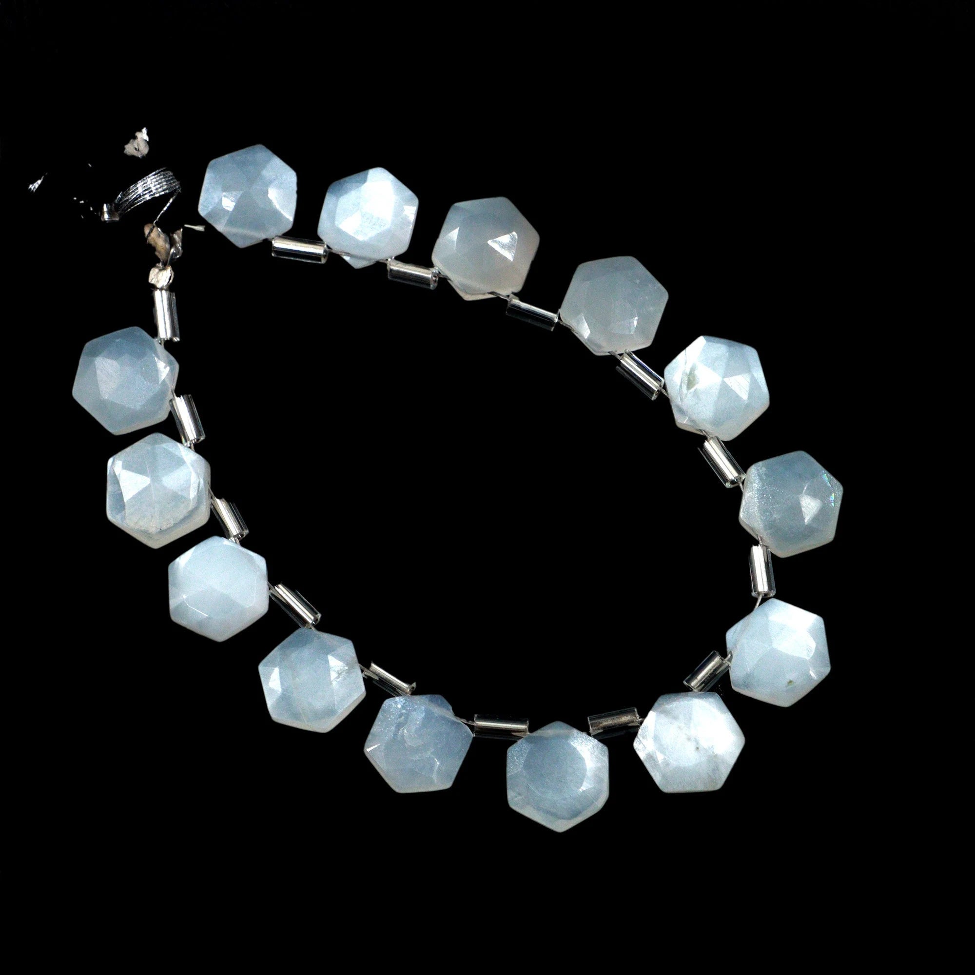 AA Quality White Moonstone Faceted Hexagon Beads, White Moonstone 6 Corner Hexagon, Moonstone Handmade Jewelry Making Gemstone