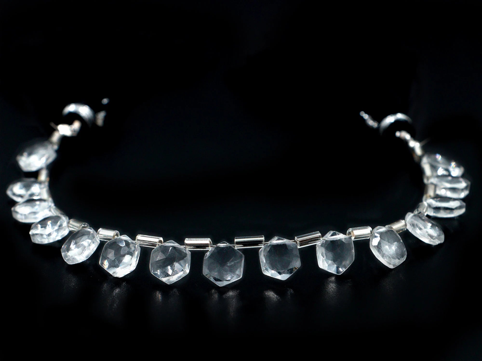 AA Quality Crystal Quartz Faceted Hexagon Beads, Crystal Quartz 6 Corner Hexagon, Crystal Quartz Handmade Jewelry Making Gemstone