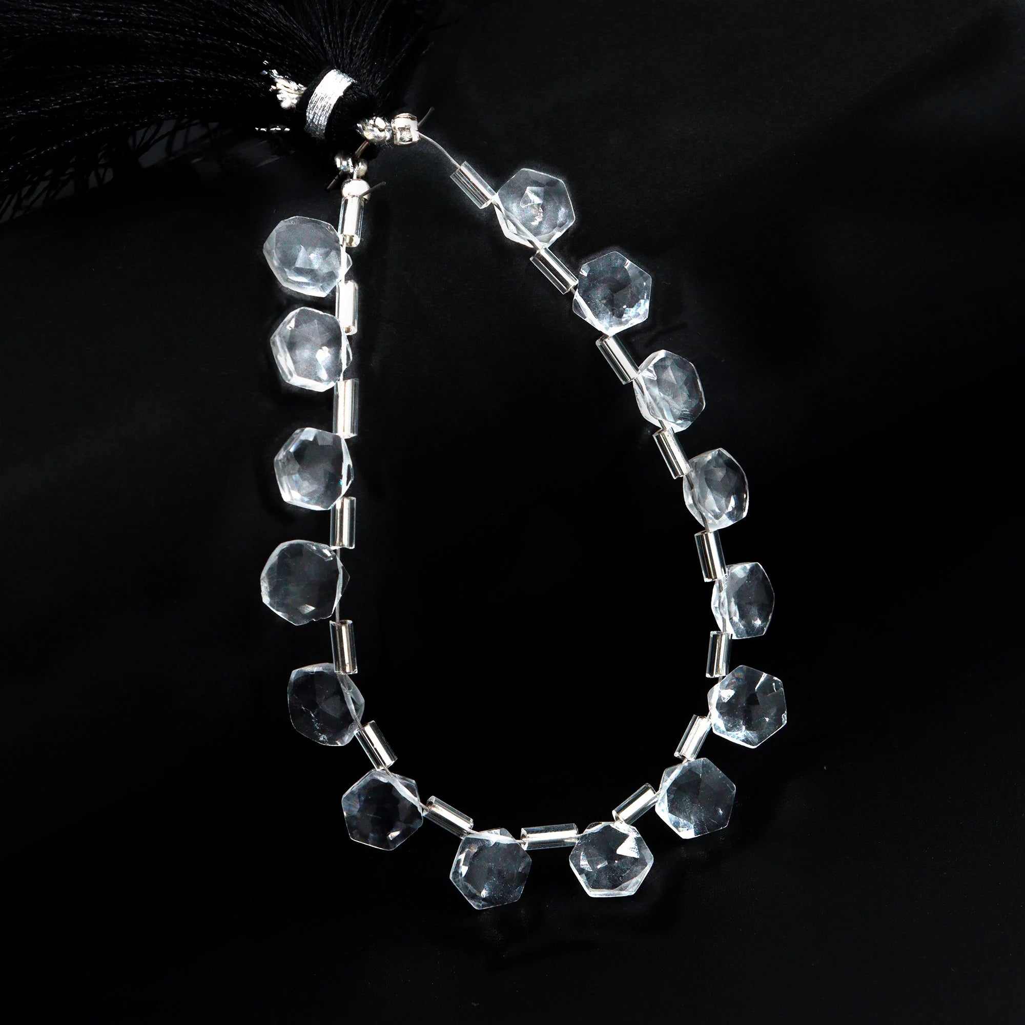 AA Quality Crystal Quartz Faceted Hexagon Beads, Crystal Quartz 6 Corner Hexagon, Crystal Quartz Handmade Jewelry Making Gemstone
