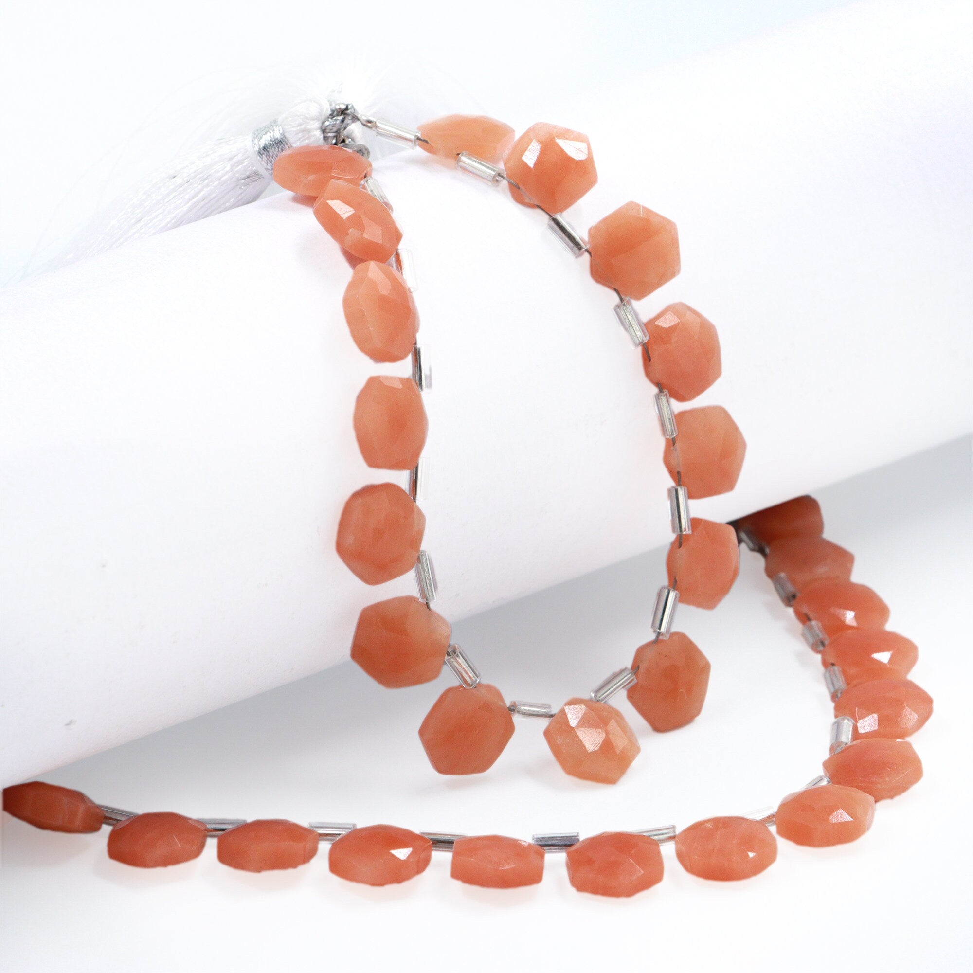 AA Quality Peach Amazonite Faceted Hexagon Beads Briolettes, Amazonite 6 Corner Hexagon, Amazonite Handmade Jewelry Making Gemstone