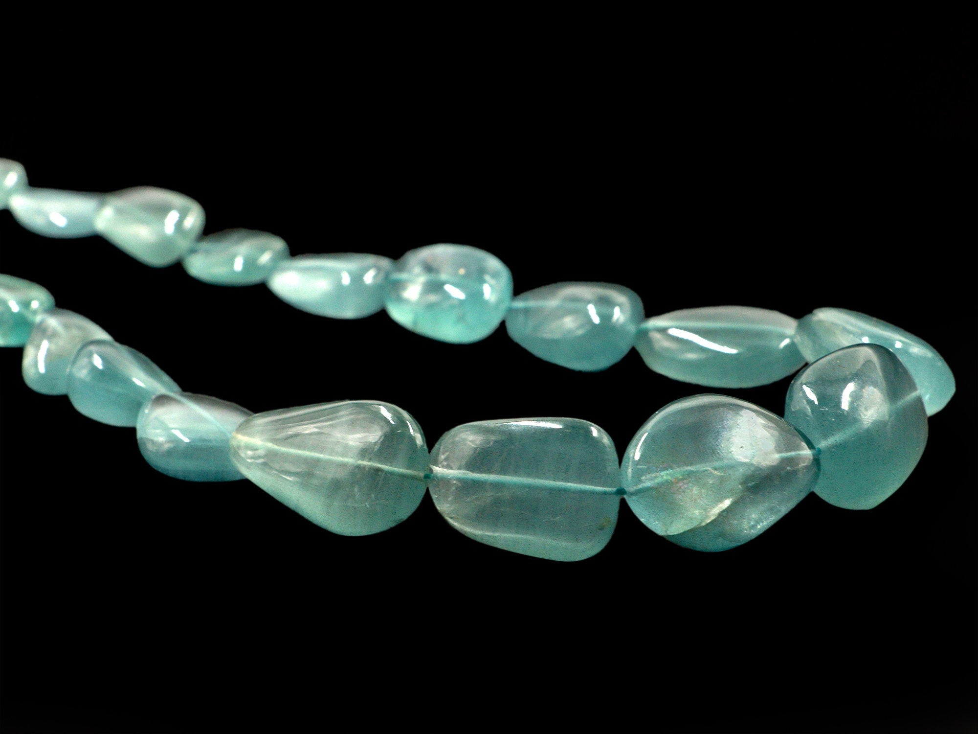 Moss Aquamarine Smooth Nuggets Necklace, 11x12 mm To 22x31 mm, Moss Aquamarine Tumble Necklace, Aquamarine Jewelry Gemstone Beads
