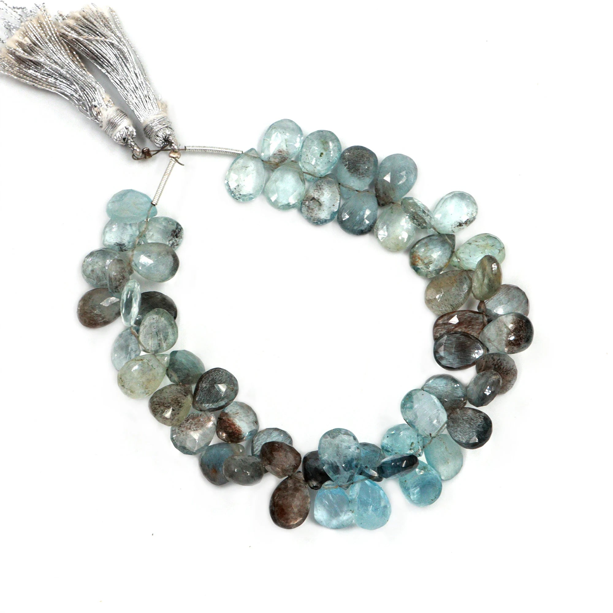 Moss Aquamarine Faceted Pear Beads, Moss Aquamarine Pear, Aquamarine Handmade Jewelry Making Gemstone Beads, 9 Inch Strand