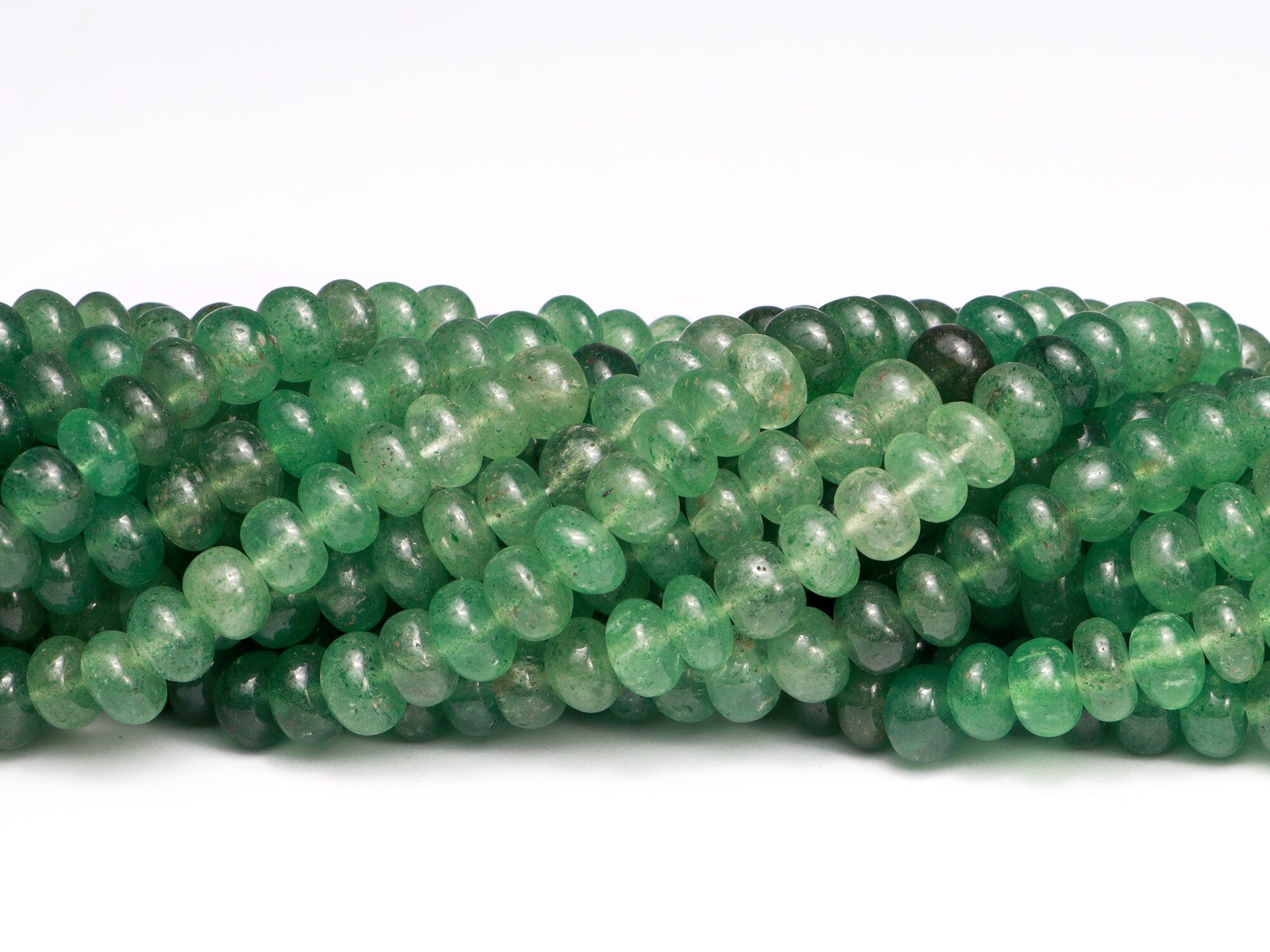 Green Strawberry Quartz Smooth Rondelle Beads, Strawberry Quartz Beads, Strawberry Quartz Jewelry Making Gemstone Beads