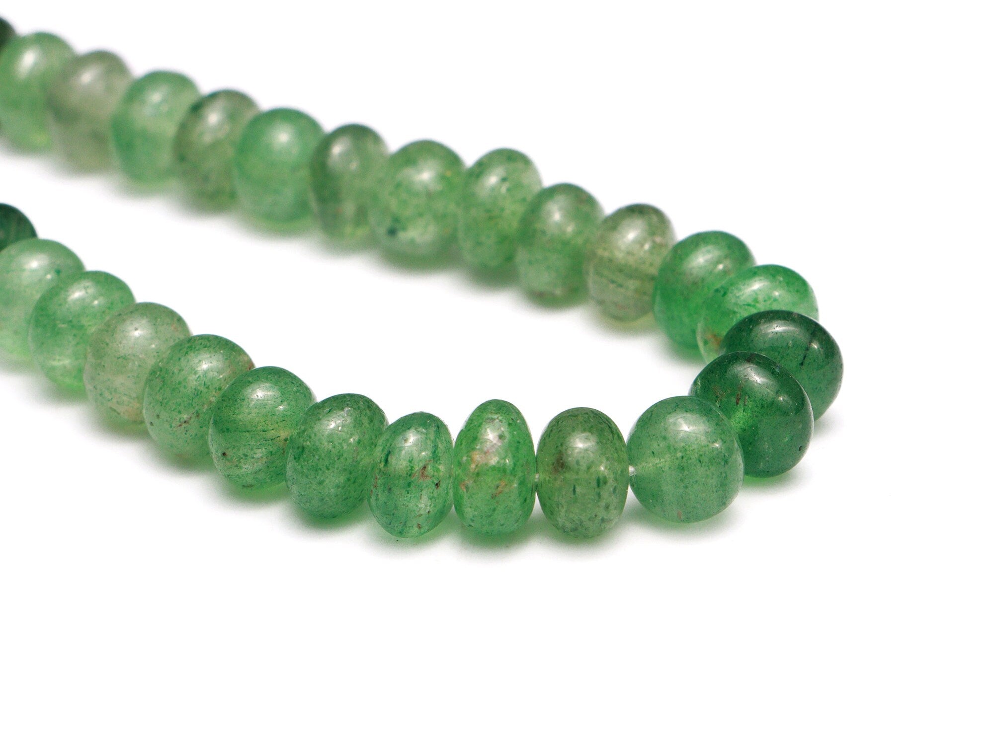 Green Strawberry Quartz Smooth Rondelle Beads, Strawberry Quartz Beads, Strawberry Quartz Jewelry Making Gemstone Beads