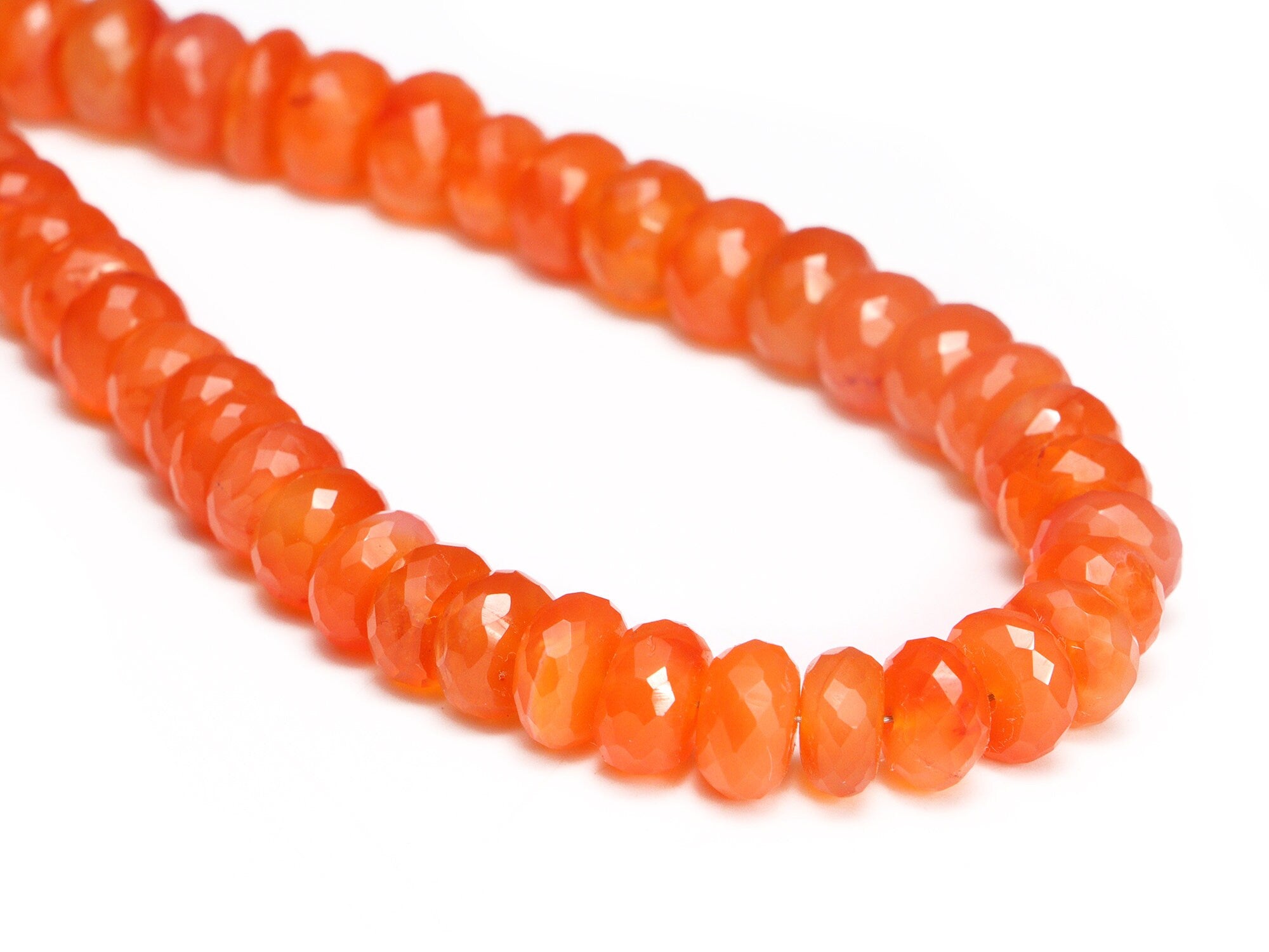 Orange Carnelian Faceted Rondelle Beads, Carnelian Beads, Carnelian Handmade Jewelry Making Gemstone Beads, September Birthstone