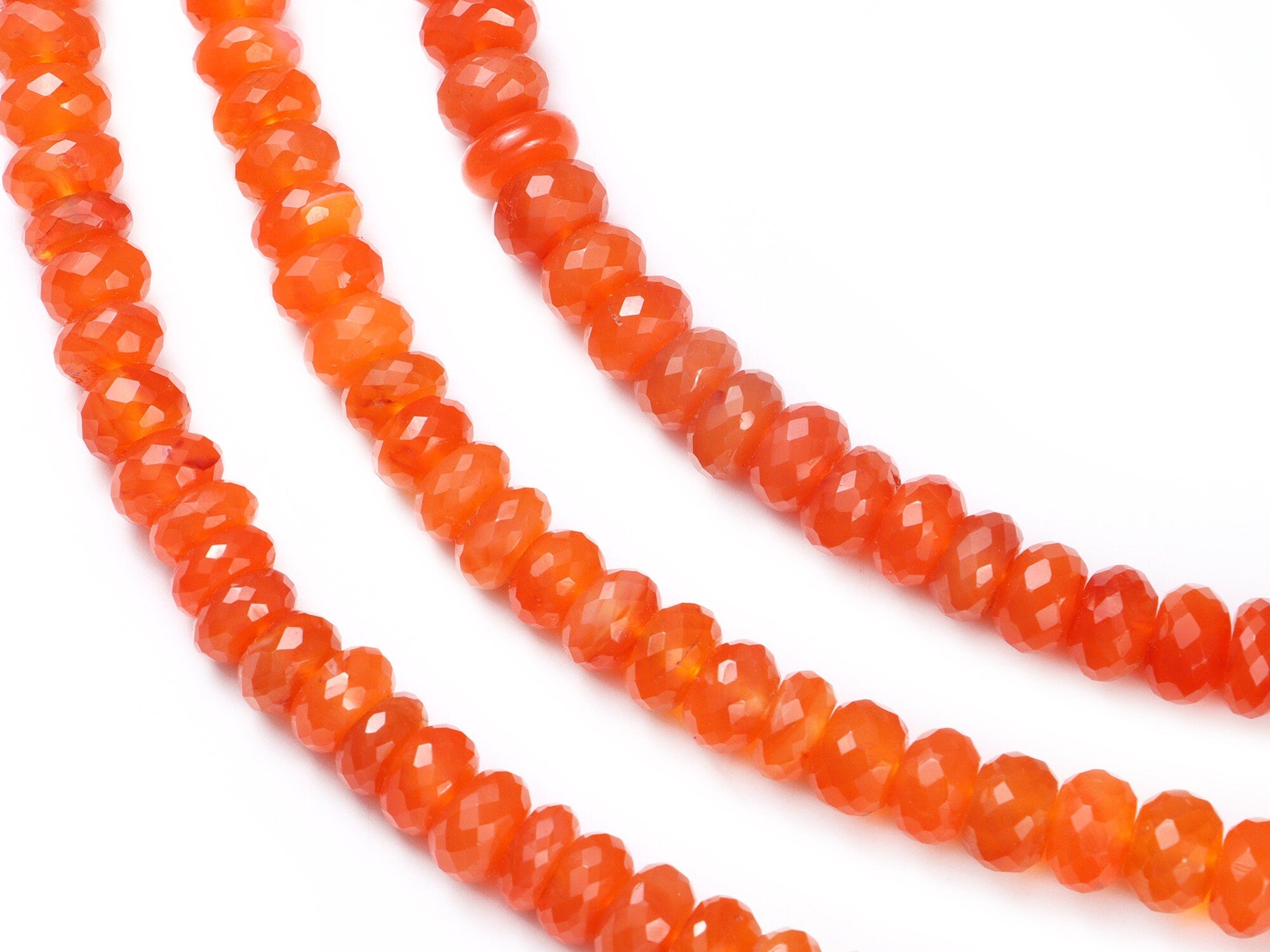 Orange Carnelian Faceted Rondelle Beads, Carnelian Beads, Carnelian Handmade Jewelry Making Gemstone Beads, September Birthstone