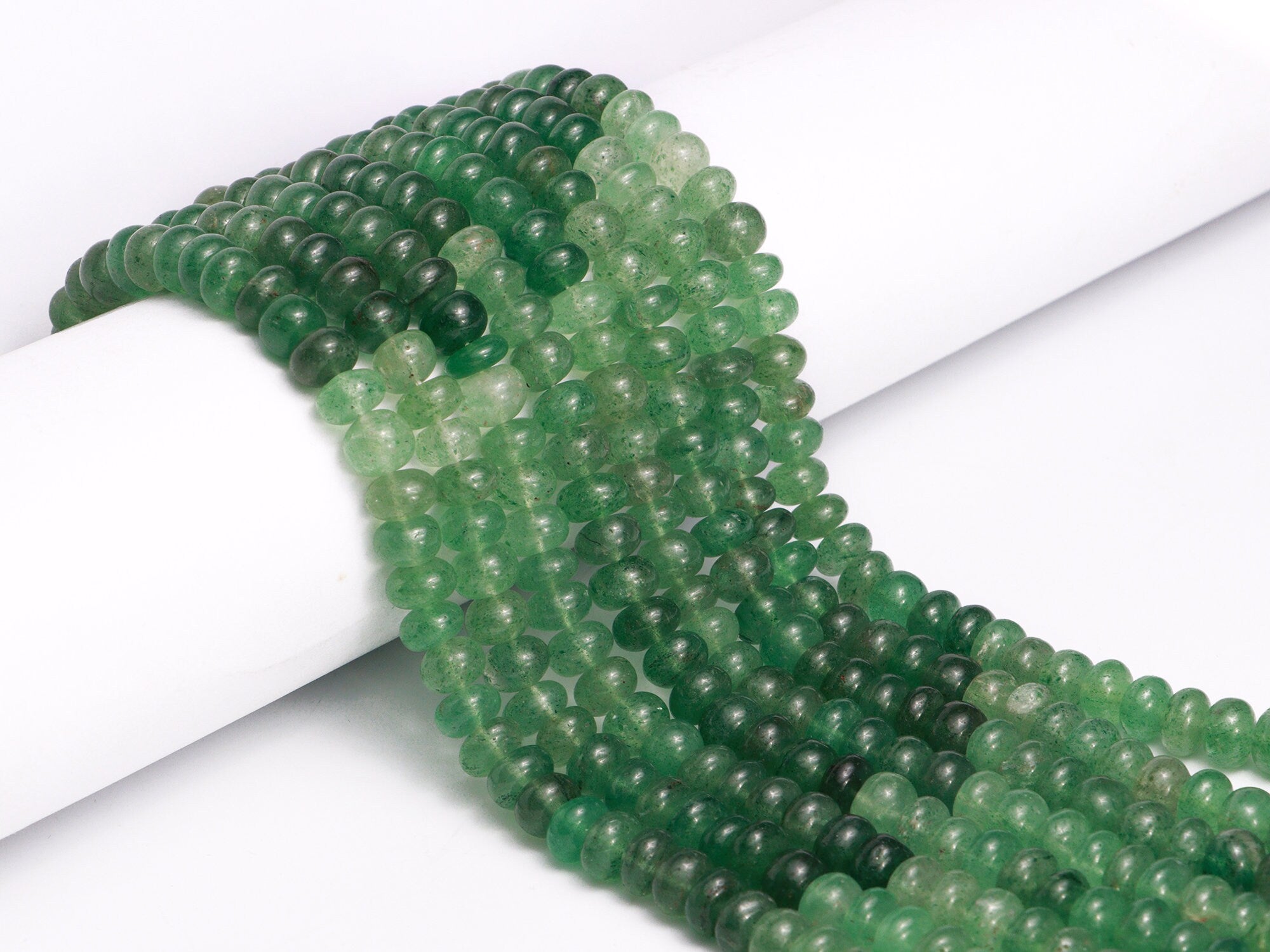 Green Strawberry Quartz Smooth Rondelle Beads, Strawberry Quartz Beads, Strawberry Quartz Jewelry Making Gemstone Beads