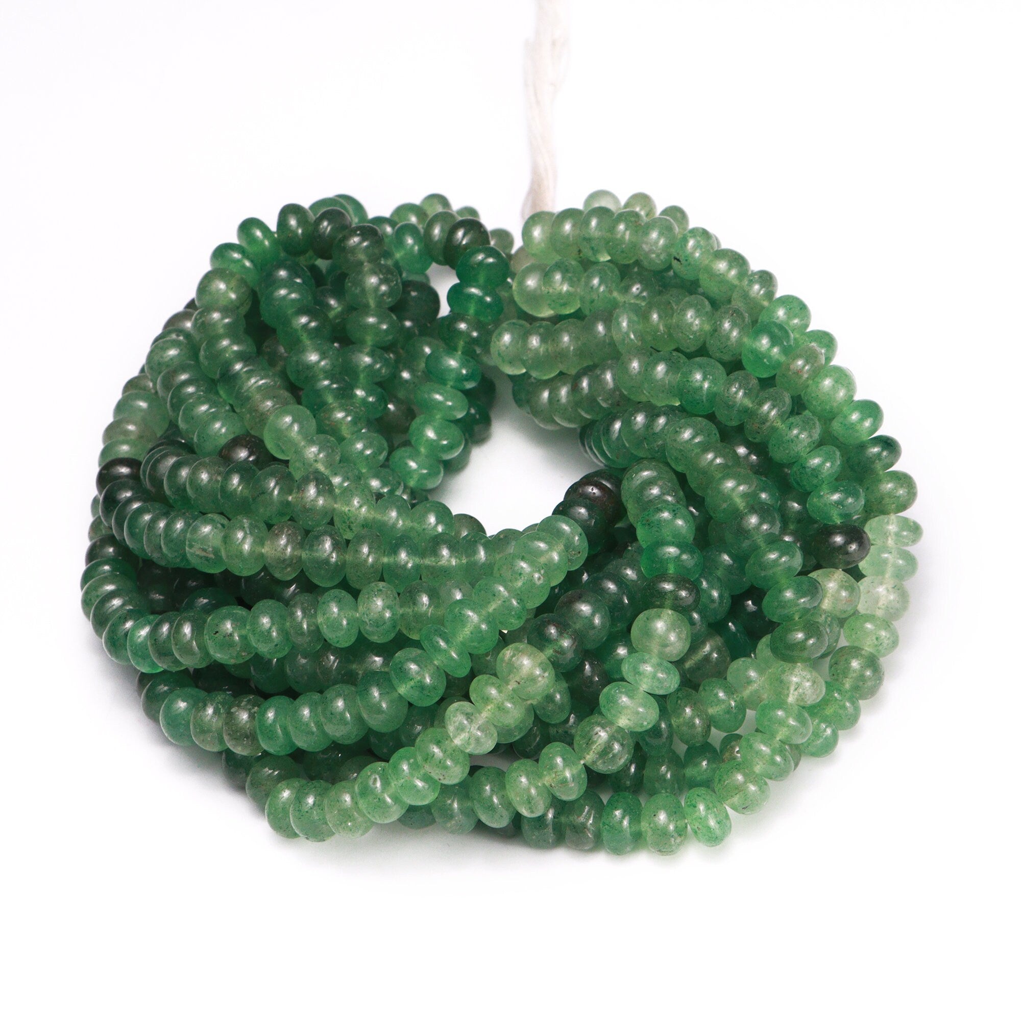 Green Strawberry Quartz Smooth Rondelle Beads, Strawberry Quartz Beads, Strawberry Quartz Jewelry Making Gemstone Beads