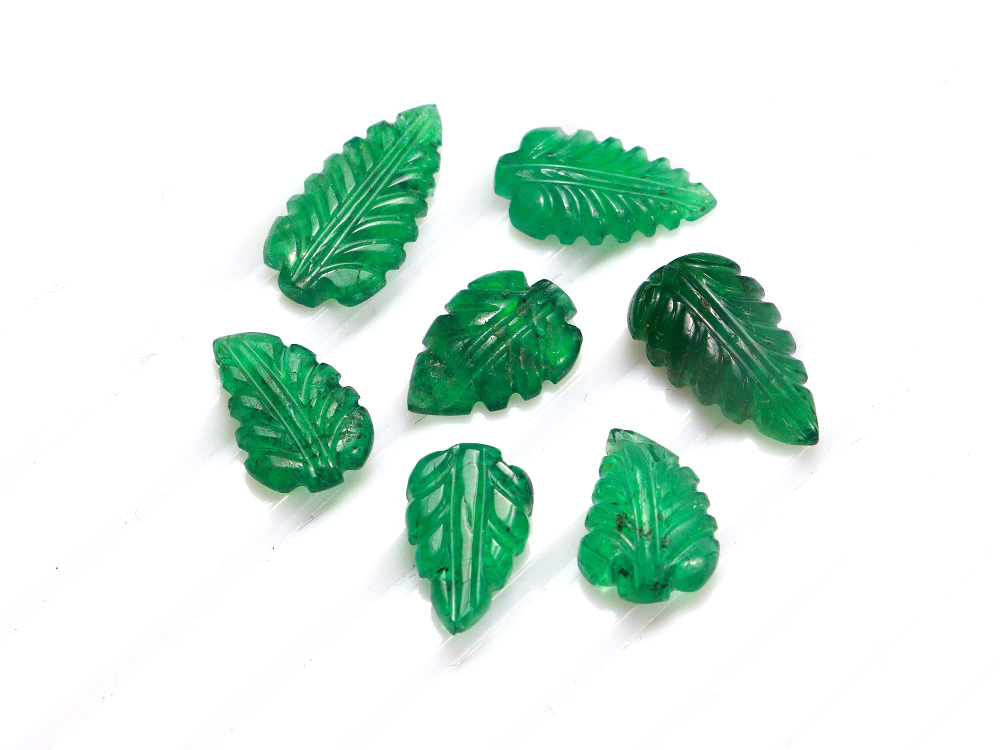 Green Emerald Carving Leaf Loose Gemstone, 8x11 mm To 8x14 mm, Emerald Carving Leaf, Emerald Engraving Jewelry Making Gemstone, SKU1912