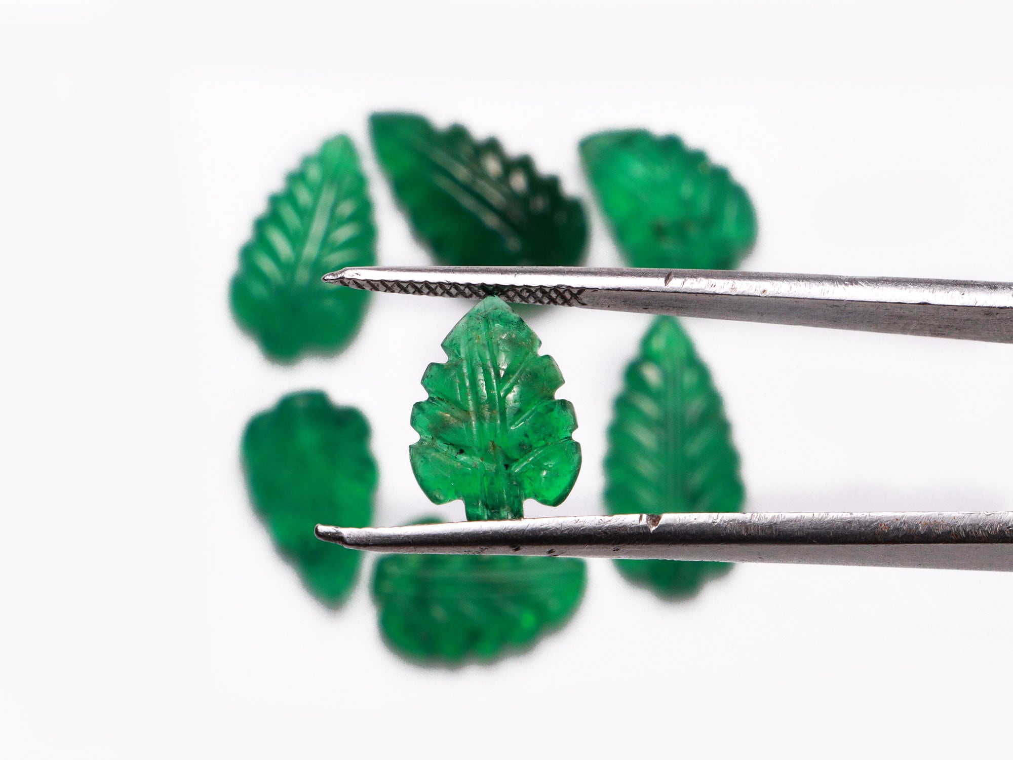Green Emerald Carving Leaf Loose Gemstone, 8x11 mm To 8x14 mm, Emerald Carving Leaf, Emerald Engraving Jewelry Making Gemstone, SKU1912