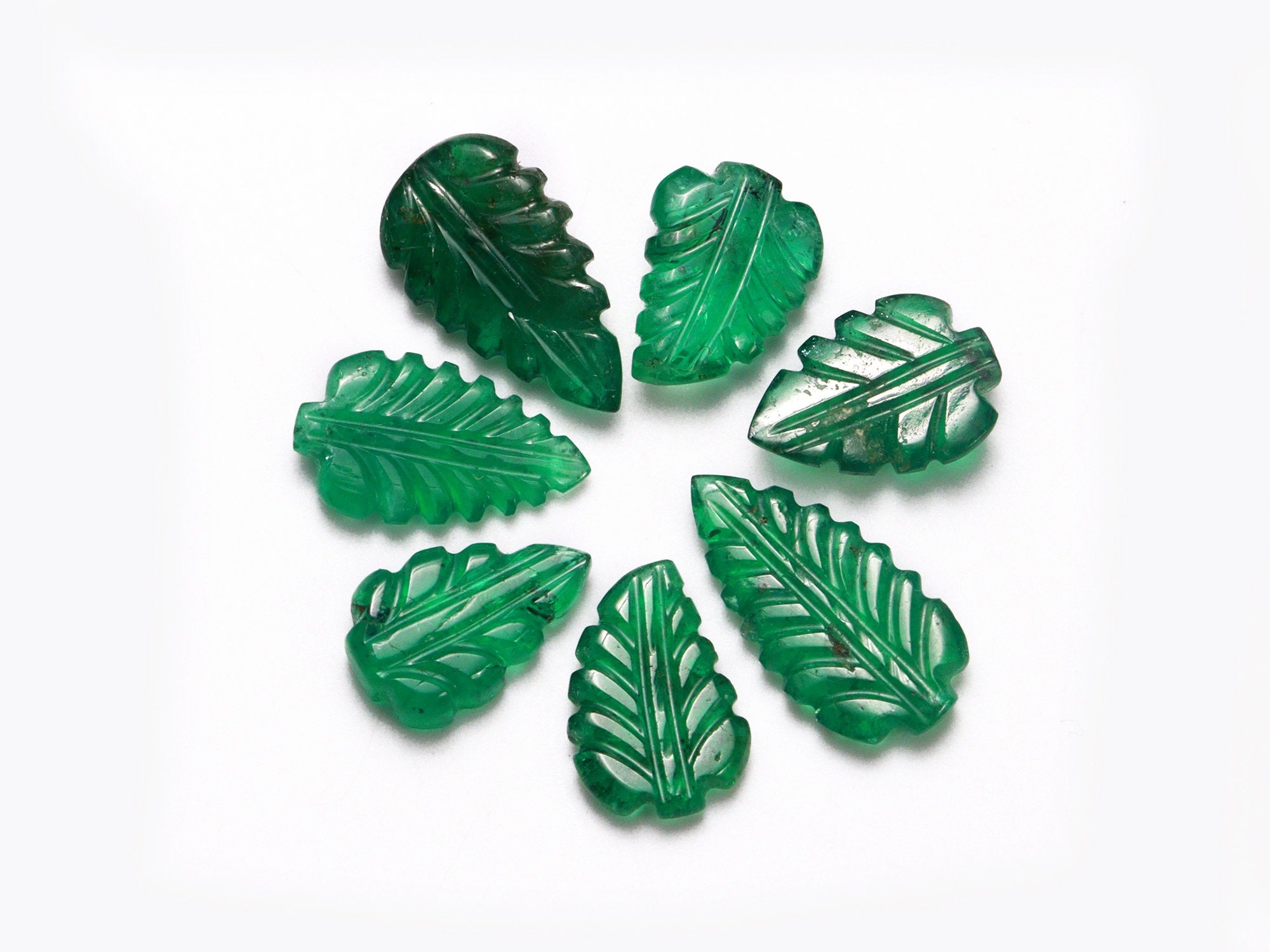 Green Emerald Carving Leaf Loose Gemstone, 8x11 mm To 8x14 mm, Emerald Carving Leaf, Emerald Engraving Jewelry Making Gemstone, SKU1912