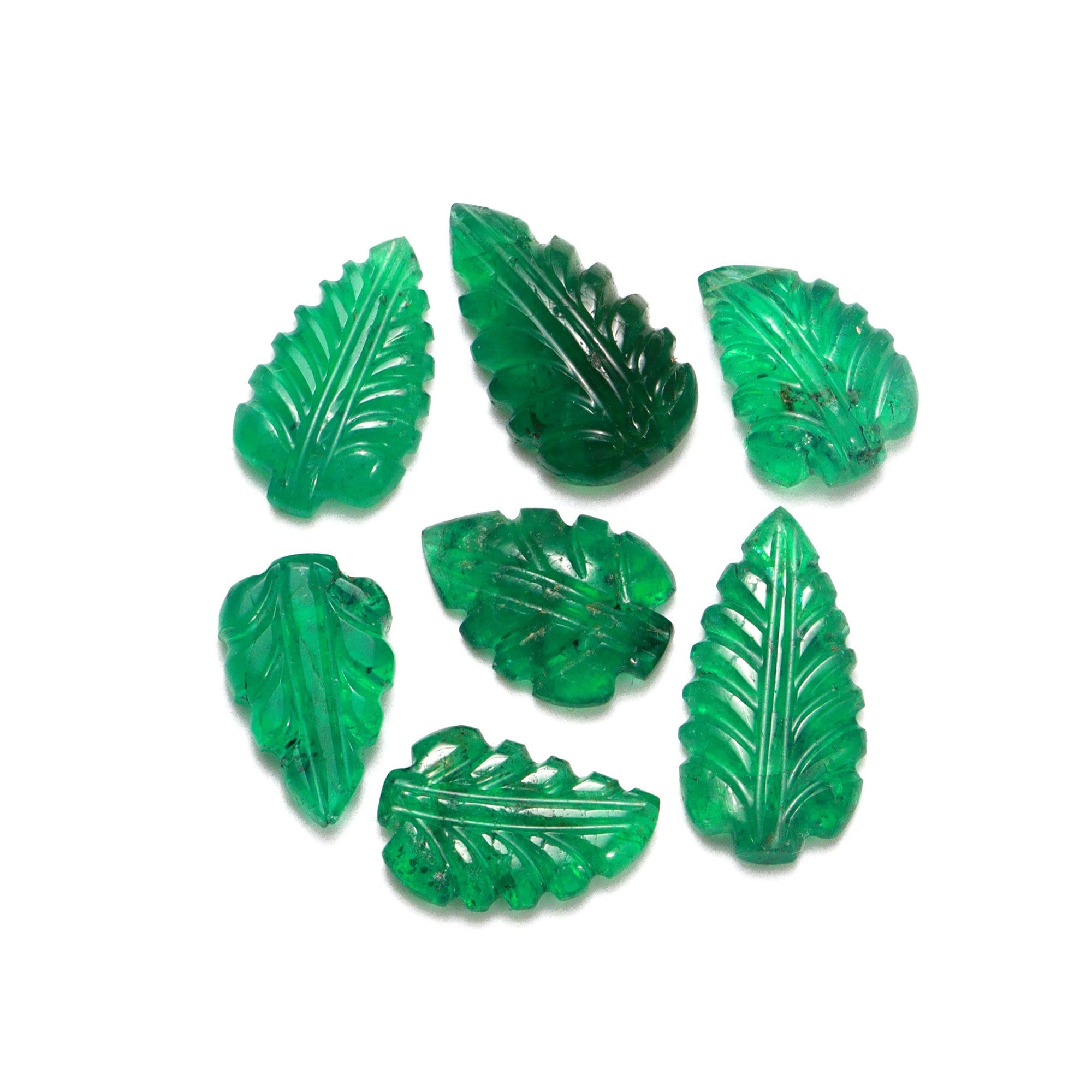 Green Emerald Carving Leaf Loose Gemstone, 8x11 mm To 8x14 mm, Emerald Carving Leaf, Emerald Engraving Jewelry Making Gemstone, SKU1912