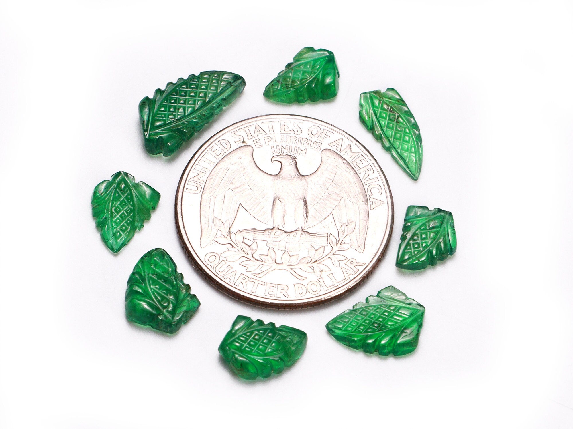Natural Emerald Leaf Carving Loose Gemstone, 7x9 mm To 7x14 mm, Green Emerald Carved Leaf, Engraving Jewelry Making Gemstone, SKU1915