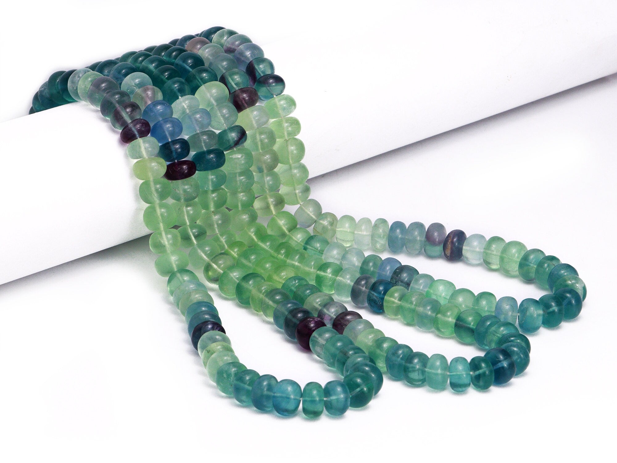 Natural Multi Fluorite Smooth Rondelle Beads, Multi Fluorite Beads, Multi Fluorite Jewelry Making Gemstone Beads, 18 Inch Strand