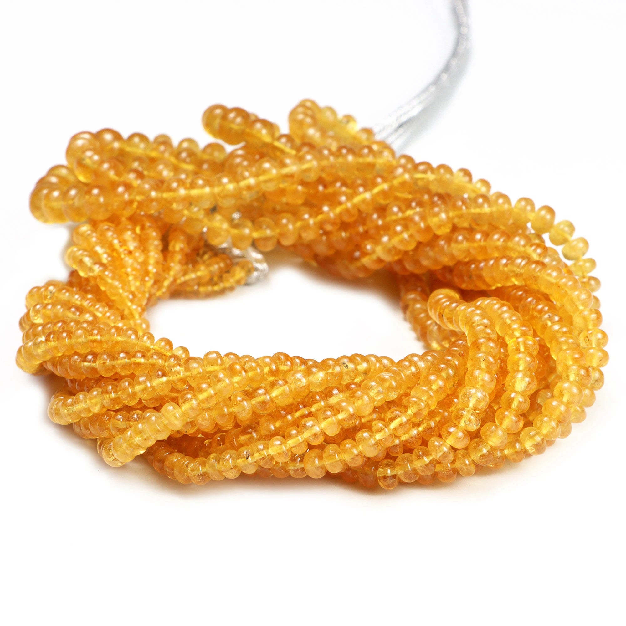 Golden Aquamarine Smooth Rondelle Beads, 3mm To 7mm, Yellow Aquamarine Beads, Yellow Aquamarine Jewelry Making Gemstone Beads