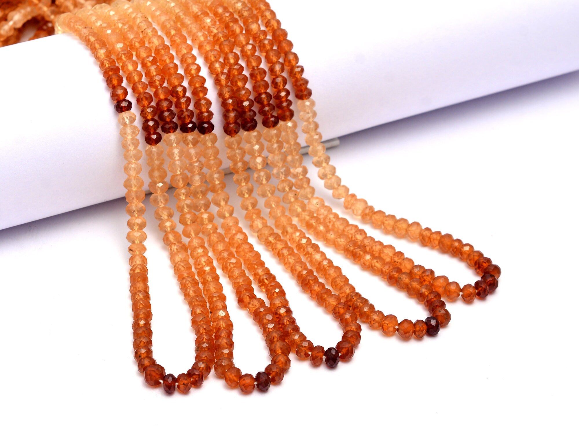 Natural Hessonite Garnet Faceted Rondelle Beads, SKU866