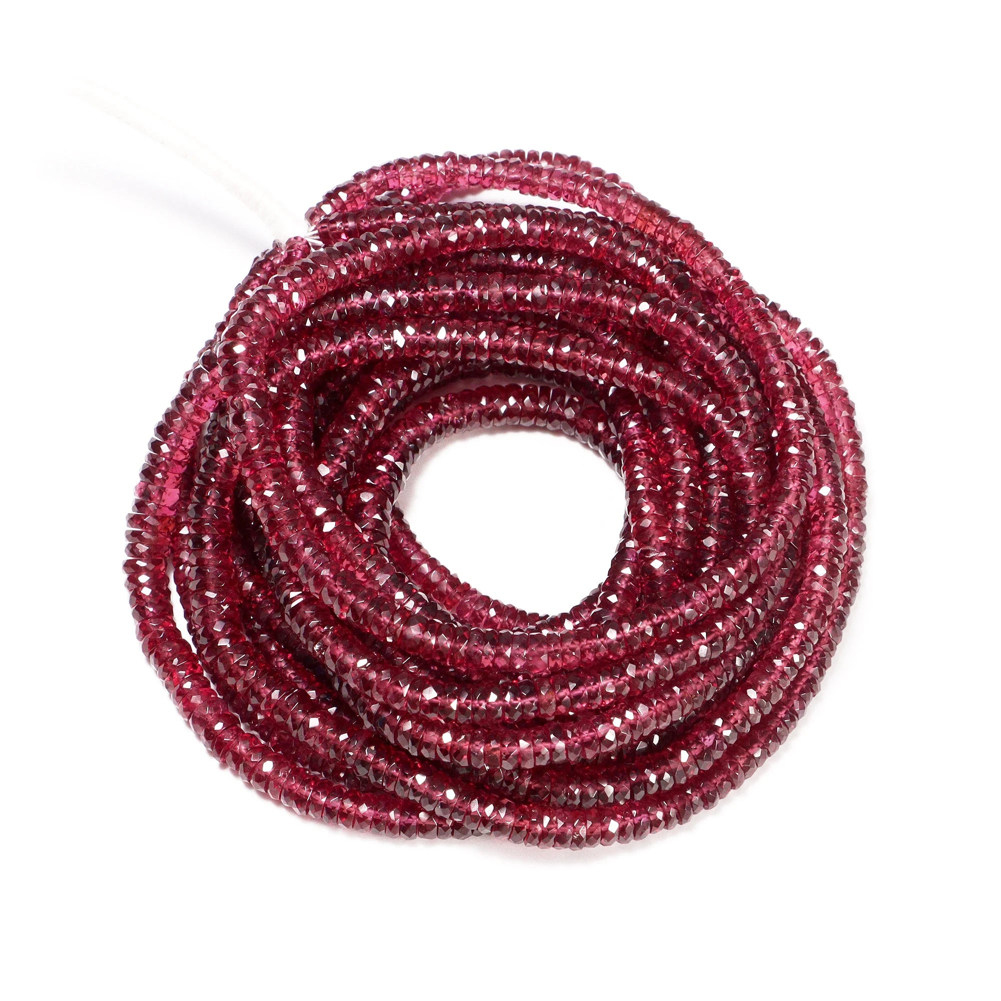 Rhodolite Garnet Faceted Tyre Beads, 3.5 mm To 6 mm, Rhodolite Garnet Wheels, Reddish Garnet Jewelry Making Gemstone Beads, 16 Inch