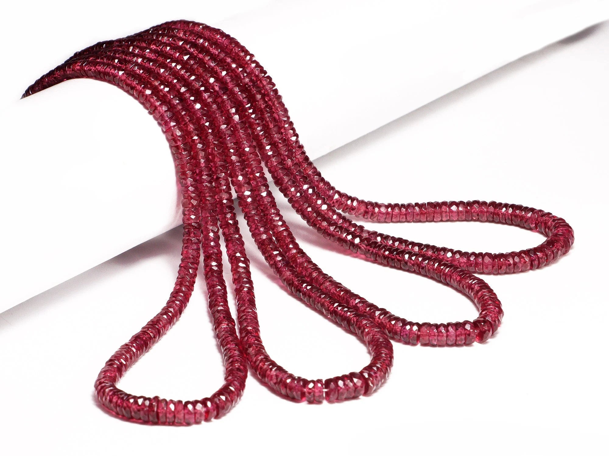 Rhodolite Garnet Faceted Tyre Beads, 3.5 mm To 6 mm, Rhodolite Garnet Wheels, Reddish Garnet Jewelry Making Gemstone Beads, 16 Inch