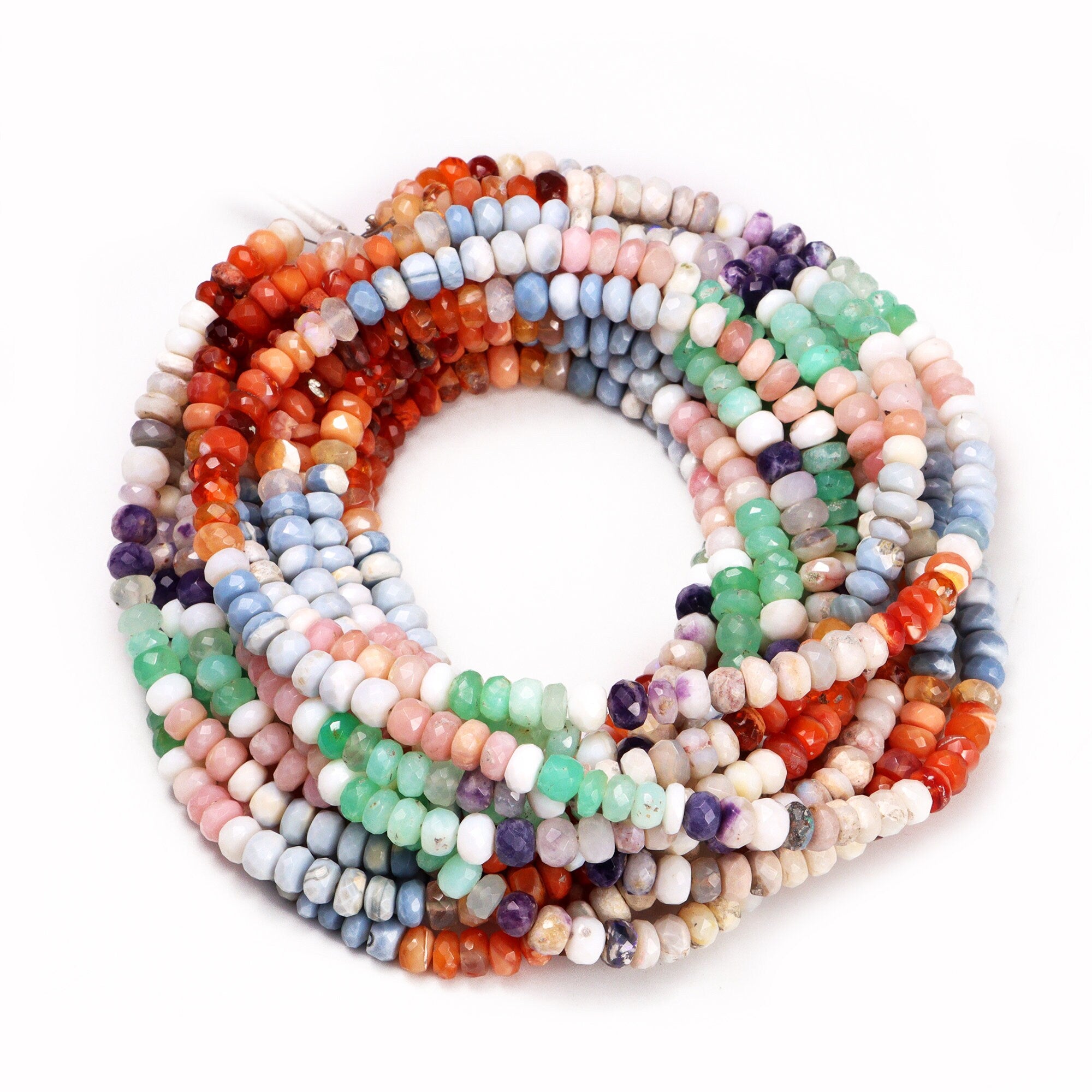 Multi Opal Faceted Rondelle Beads, 5 mm To 5.5 mm, Multi Opal Rondelle, Multi Opal Jewelry Making Gemstone Beads, 18 Inch Strand