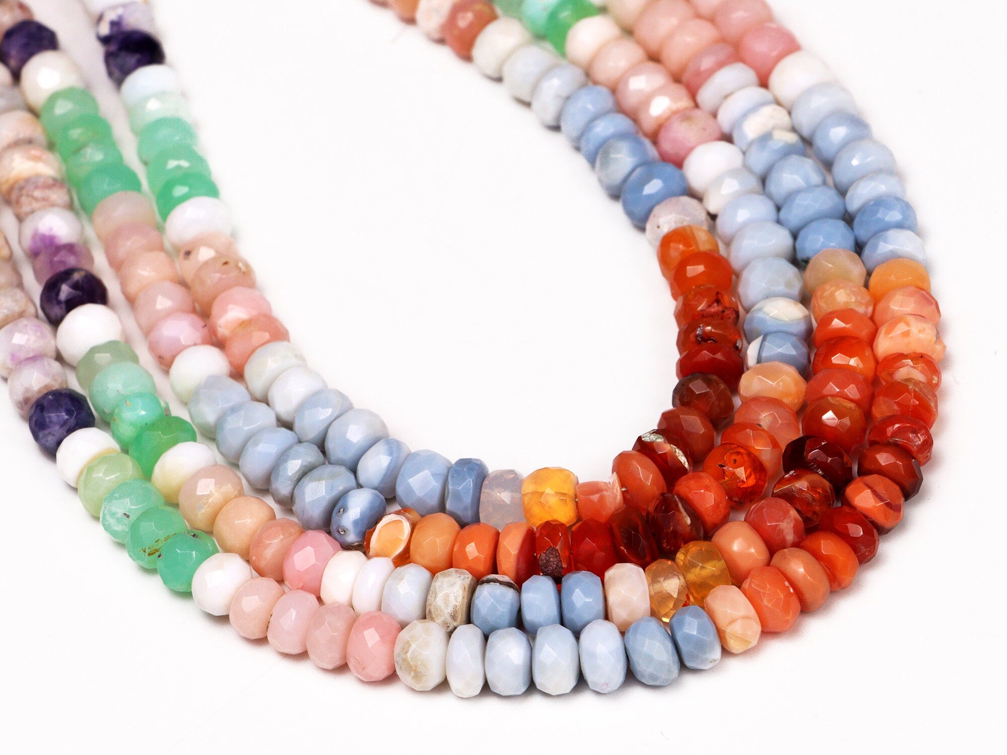 Multi Opal Faceted Rondelle Beads, 5 mm To 5.5 mm, Multi Opal Rondelle, Multi Opal Jewelry Making Gemstone Beads, 18 Inch Strand
