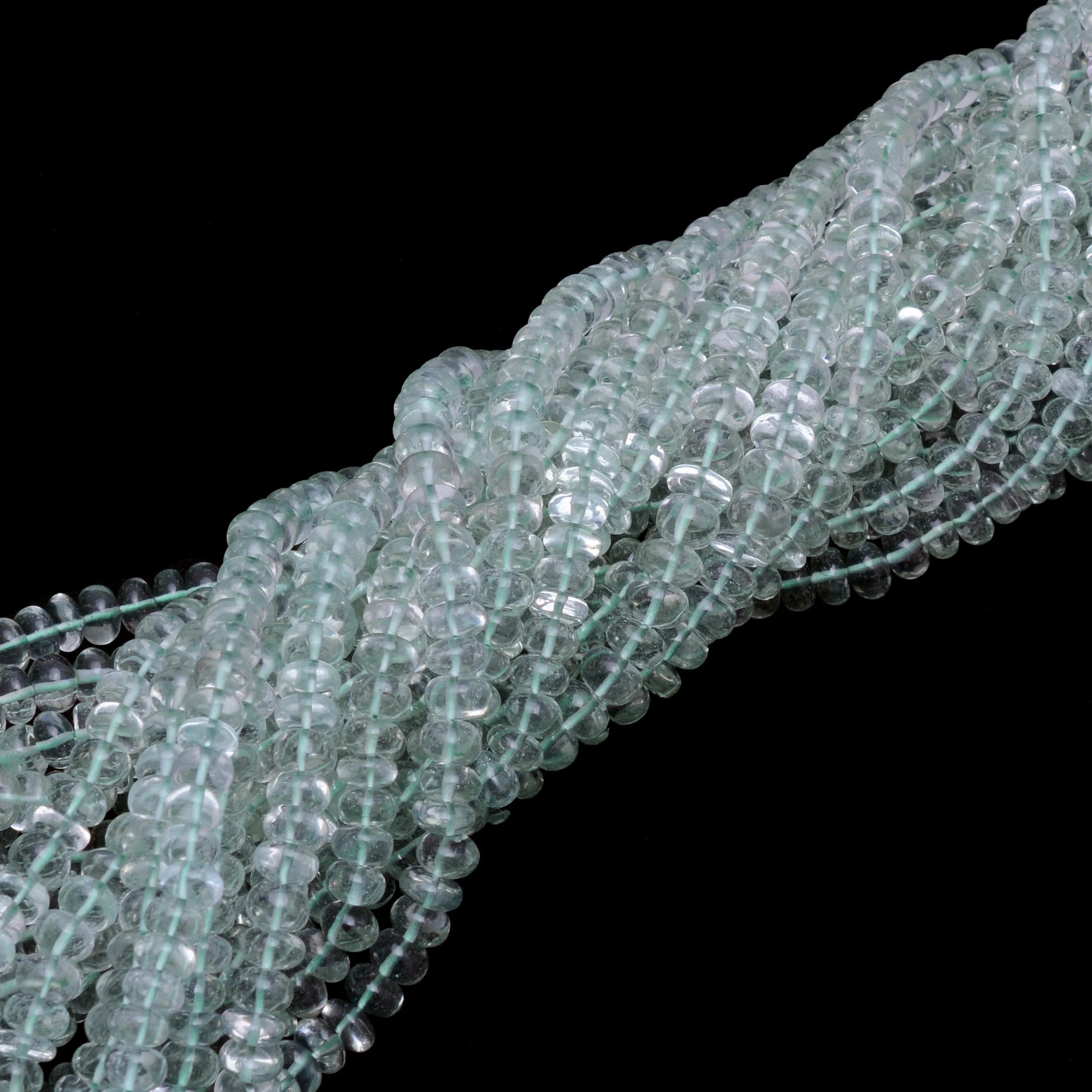 Green Amethyst Smooth Rondelle Beads, Green Amethyst Beads, Green Amethyst Jewelry Making Gemstone Beads, 18 Inch Strand