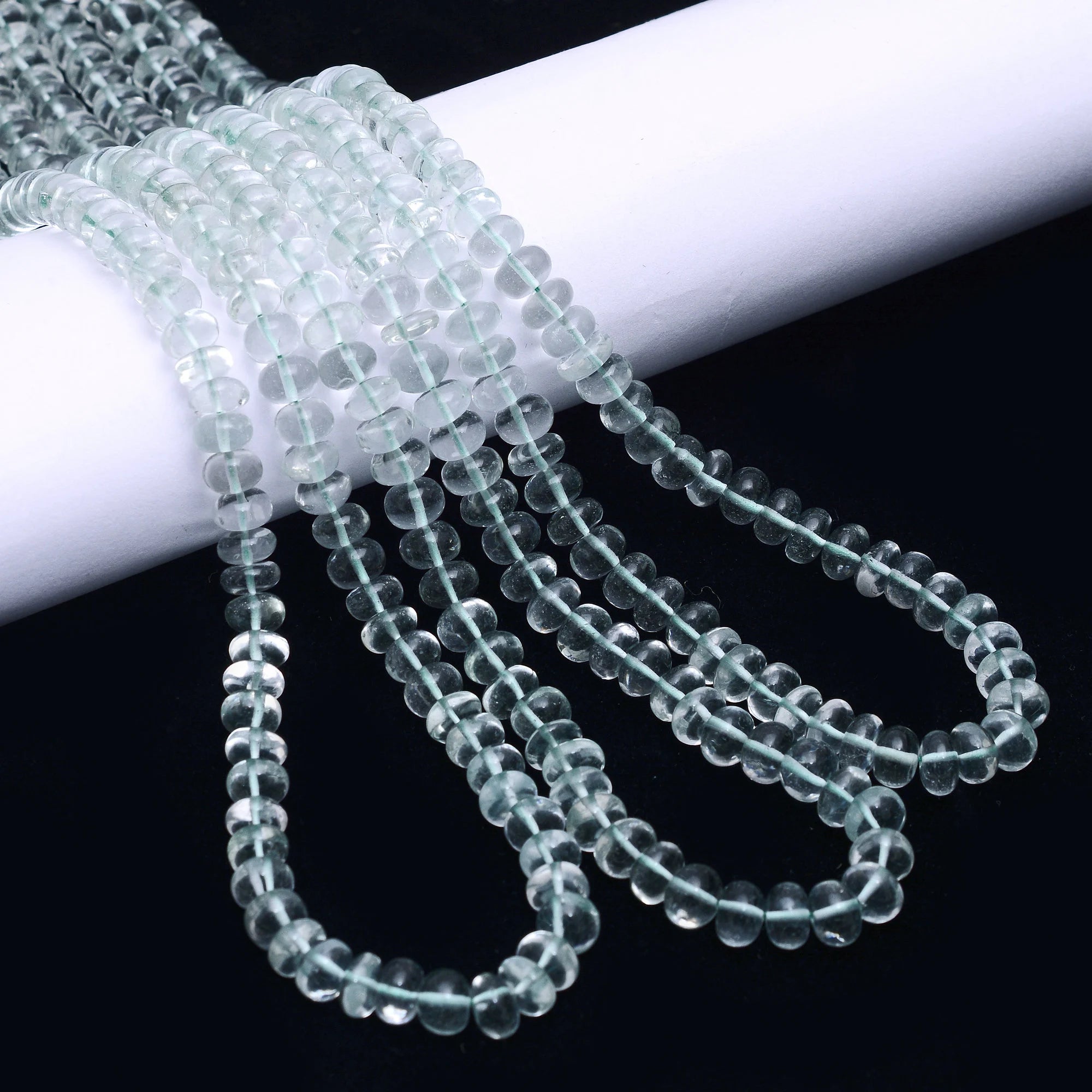 Green Amethyst Smooth Rondelle Beads, Green Amethyst Beads, Green Amethyst Jewelry Making Gemstone Beads, 18 Inch Strand