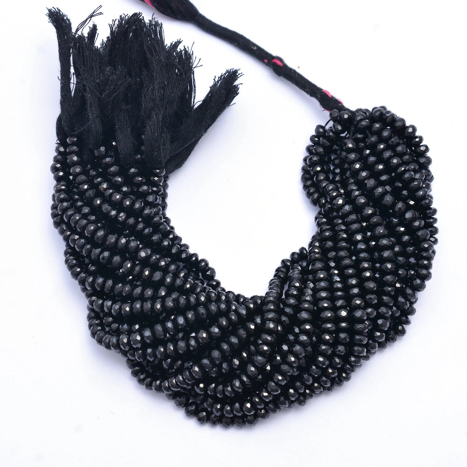 AA Quality Natural Black Spinel Faceted Rondelle Beads, 5.5 mm To 6 mm, SKU266
