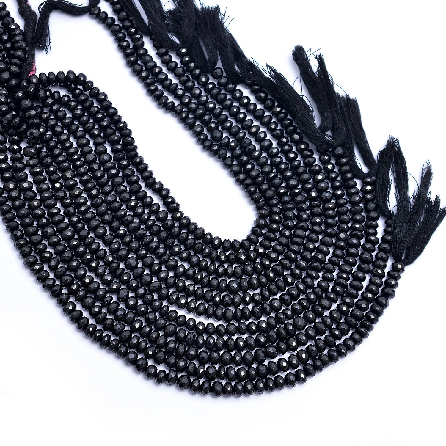 AA Quality Natural Black Spinel Faceted Rondelle Beads, 5.5 mm To 6 mm, SKU266