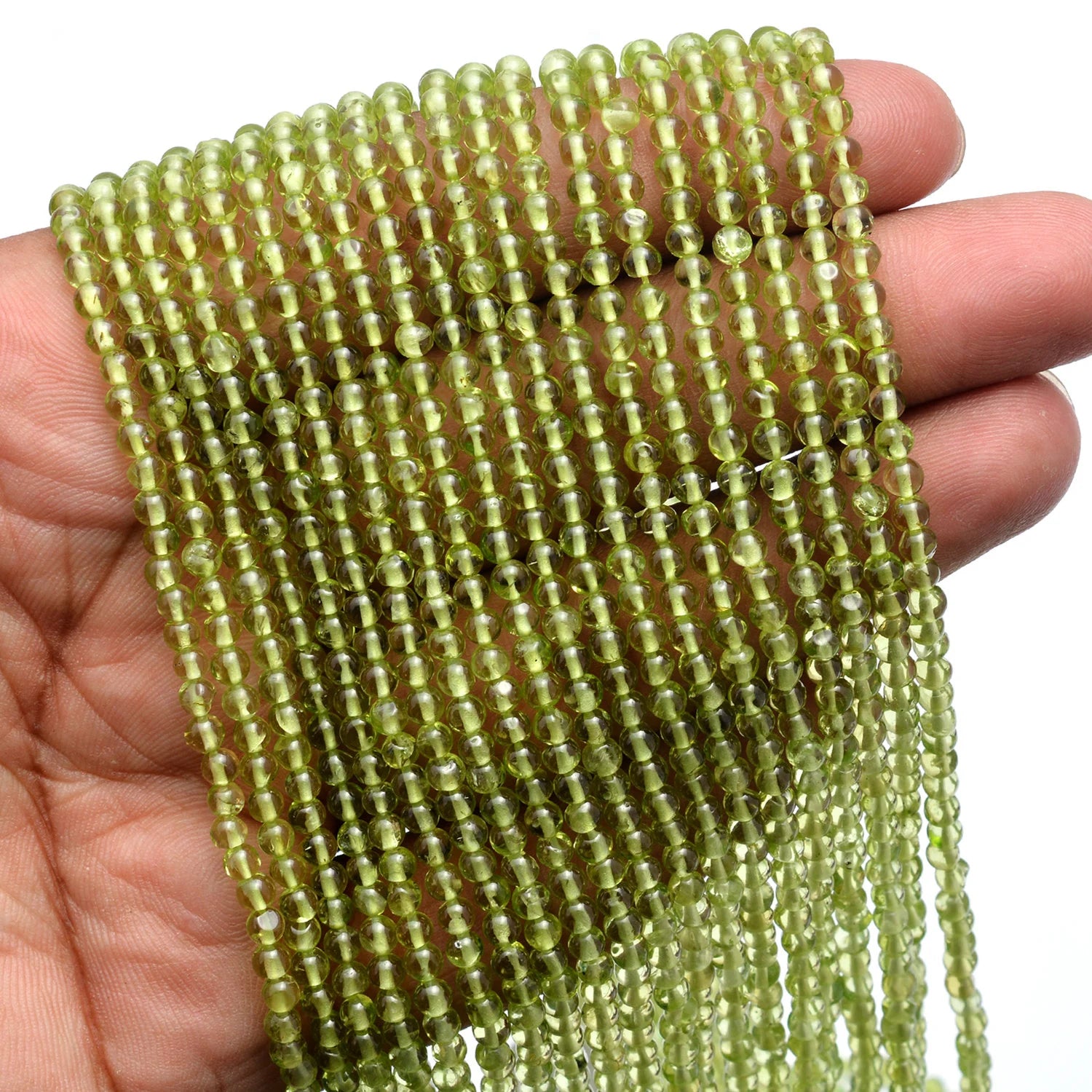AA Quality Natural Peridot Smooth Round Balls Beads, 3.5 mm, SKU251