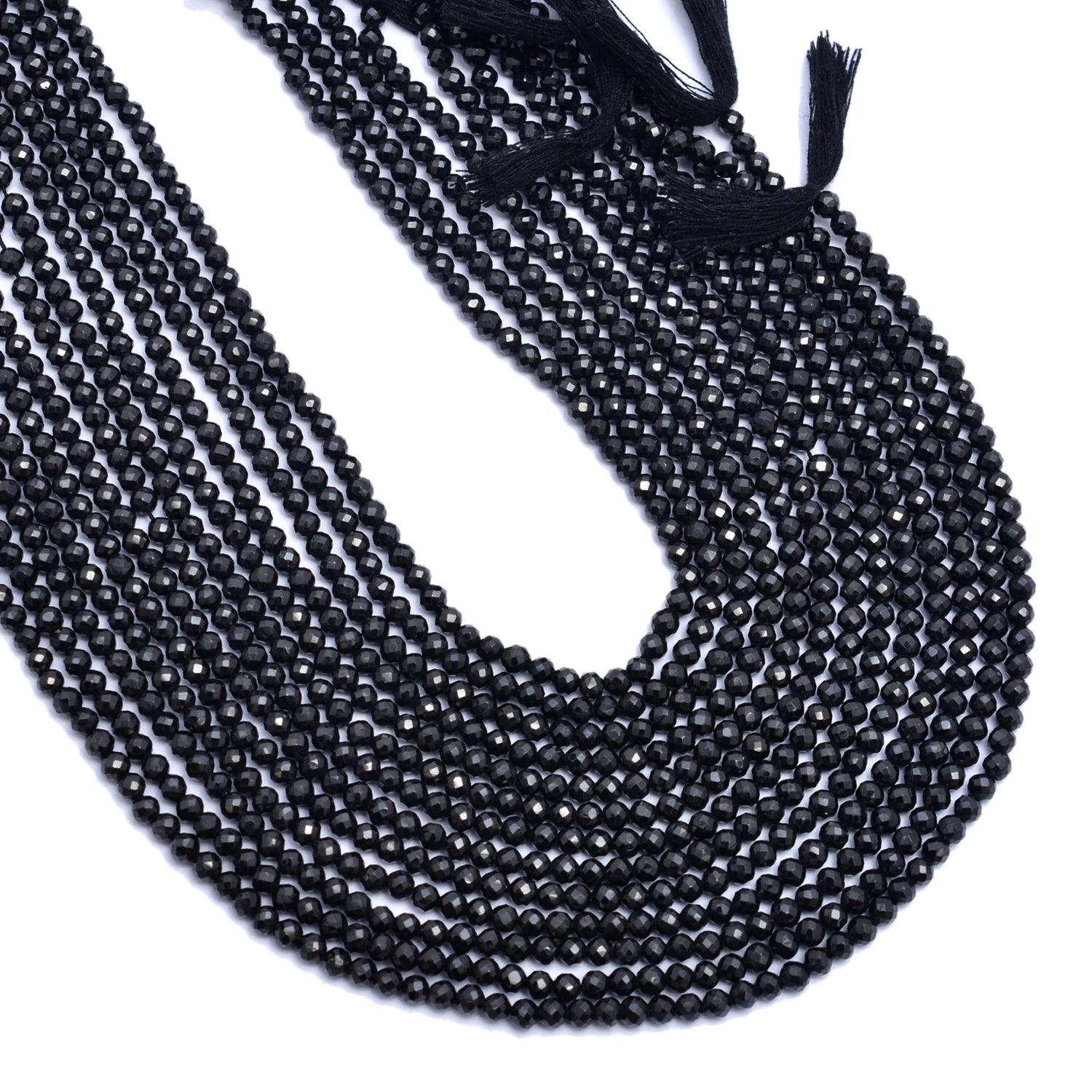 AA Quality Natural Black Spinel Faceted Round Balls Beads, 4 mm, Black Spinel Balls, SKU255