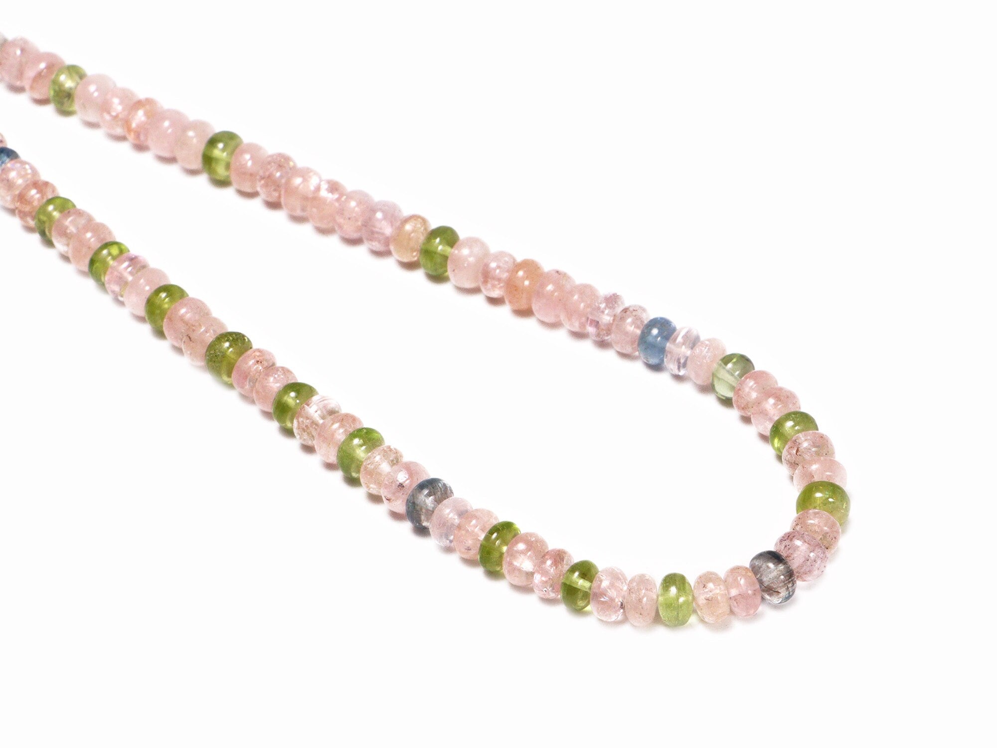 Morganite With Peridot Smooth Rondelle Beads, 5 To 5.5 mm, Mix Semi Beads, Peridot Beads, Aquamarine Beads, Gem Quality, 17 Inch, SKU 043