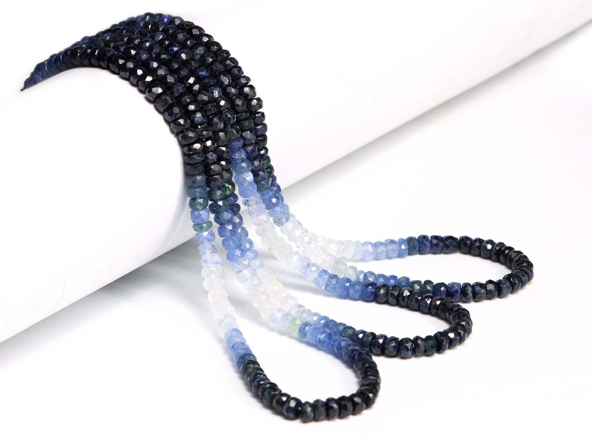 Blue Sapphire Faceted Rondelle Beads, 4 mm To 4.5 mm, Blue Sapphire Beads, Blue Sapphire Jewelry Making Gemstone Beads, 16 Inch