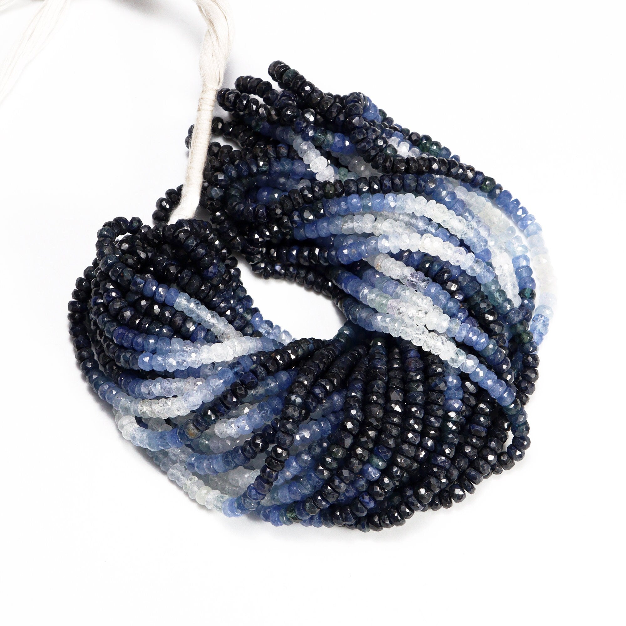 Blue Sapphire Faceted Rondelle Beads, 4 mm To 4.5 mm, Blue Sapphire Beads, Blue Sapphire Jewelry Making Gemstone Beads, 16 Inch