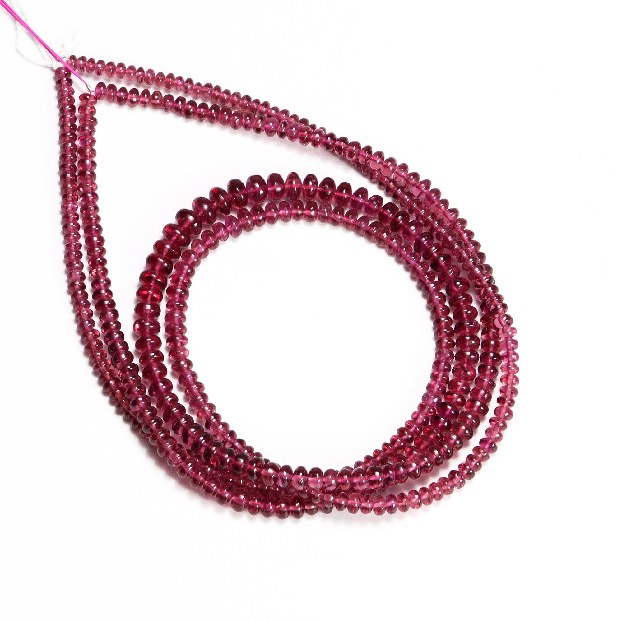 Reddish Rhodolite Garnet Smooth Rondelle Beads, Rhodolite Garnet Rondelle, Garnet Jewelry Making Gemstone Beads, 18 Inch Strand