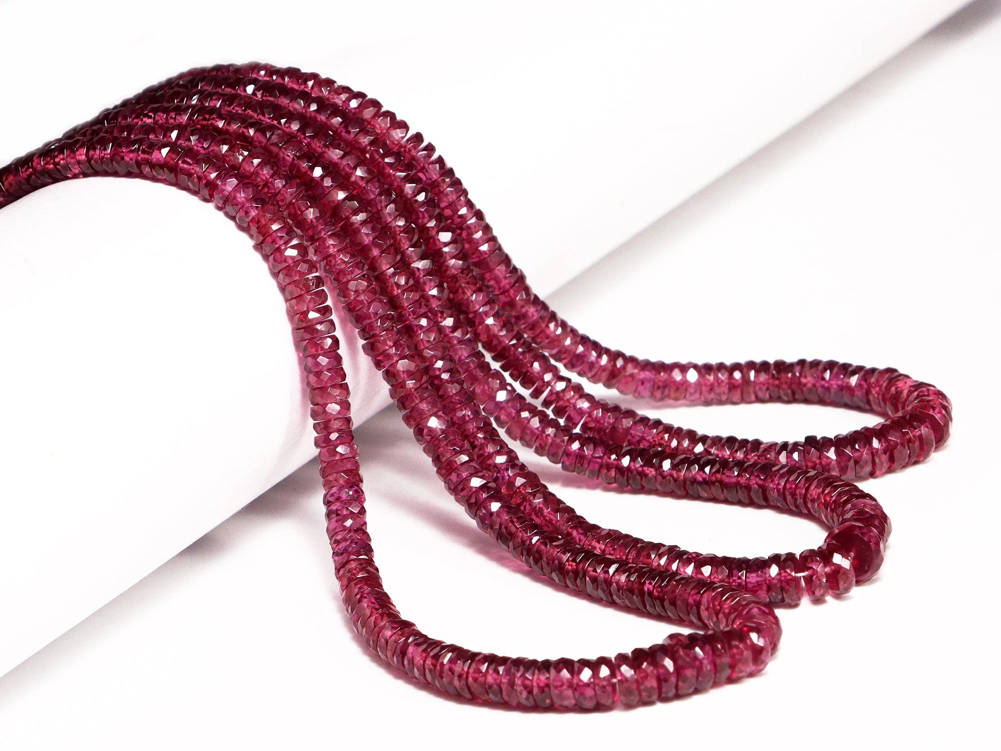 Rhodolite Garnet Faceted Tyre Beads, 3.5 mm To 6.5 mm, Rhodolite Garnet Heishi Beads, Reddish Garnet Jewelry Making Gemstone Beads
