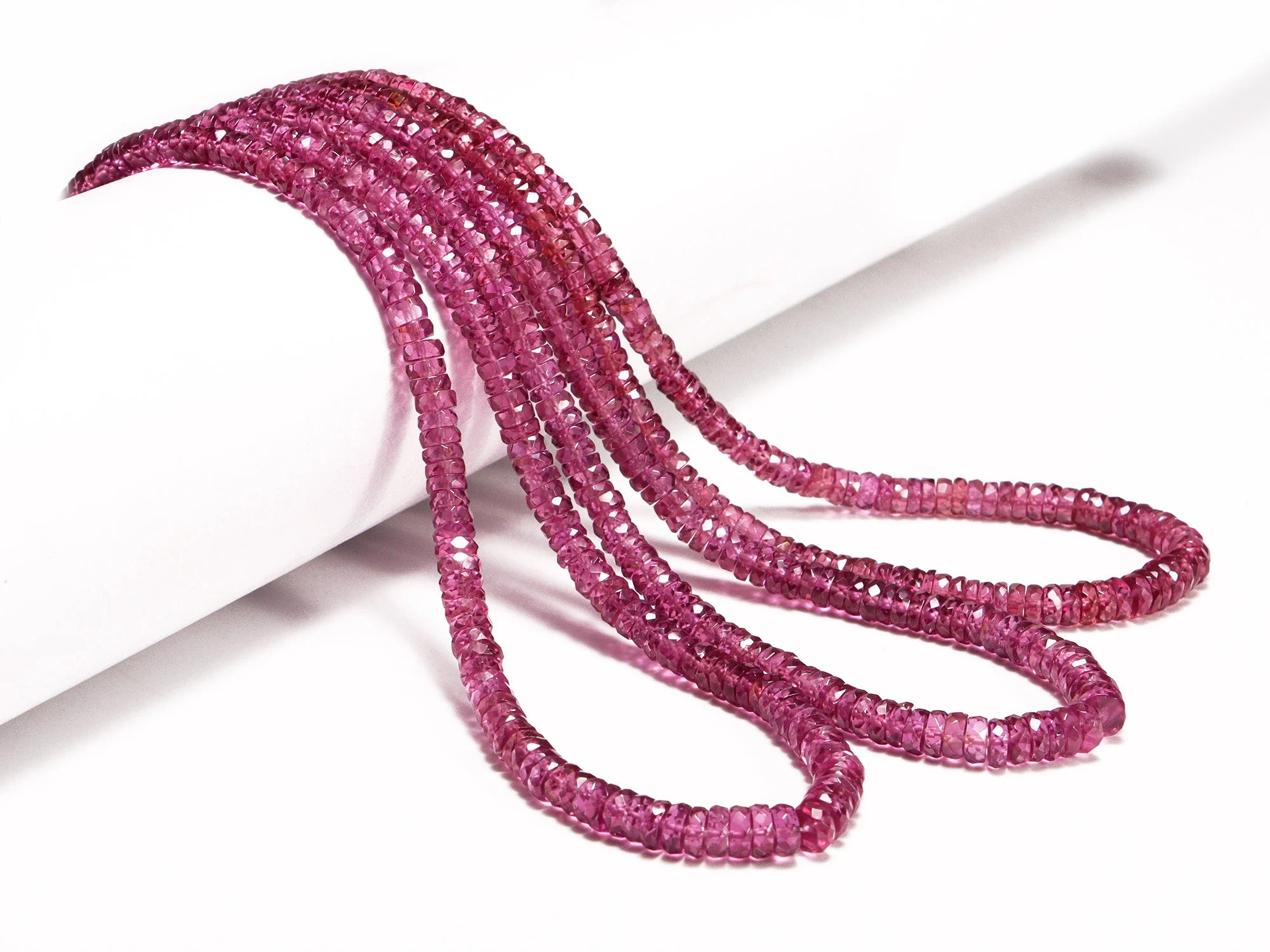 Rhodolite Garnet Faceted Tyre Beads, 3 mm To 5.5 mm, Rhodolite Garnet Heishi, Pink Rhodolite Garnet Jewelry Making Gemstone Beads