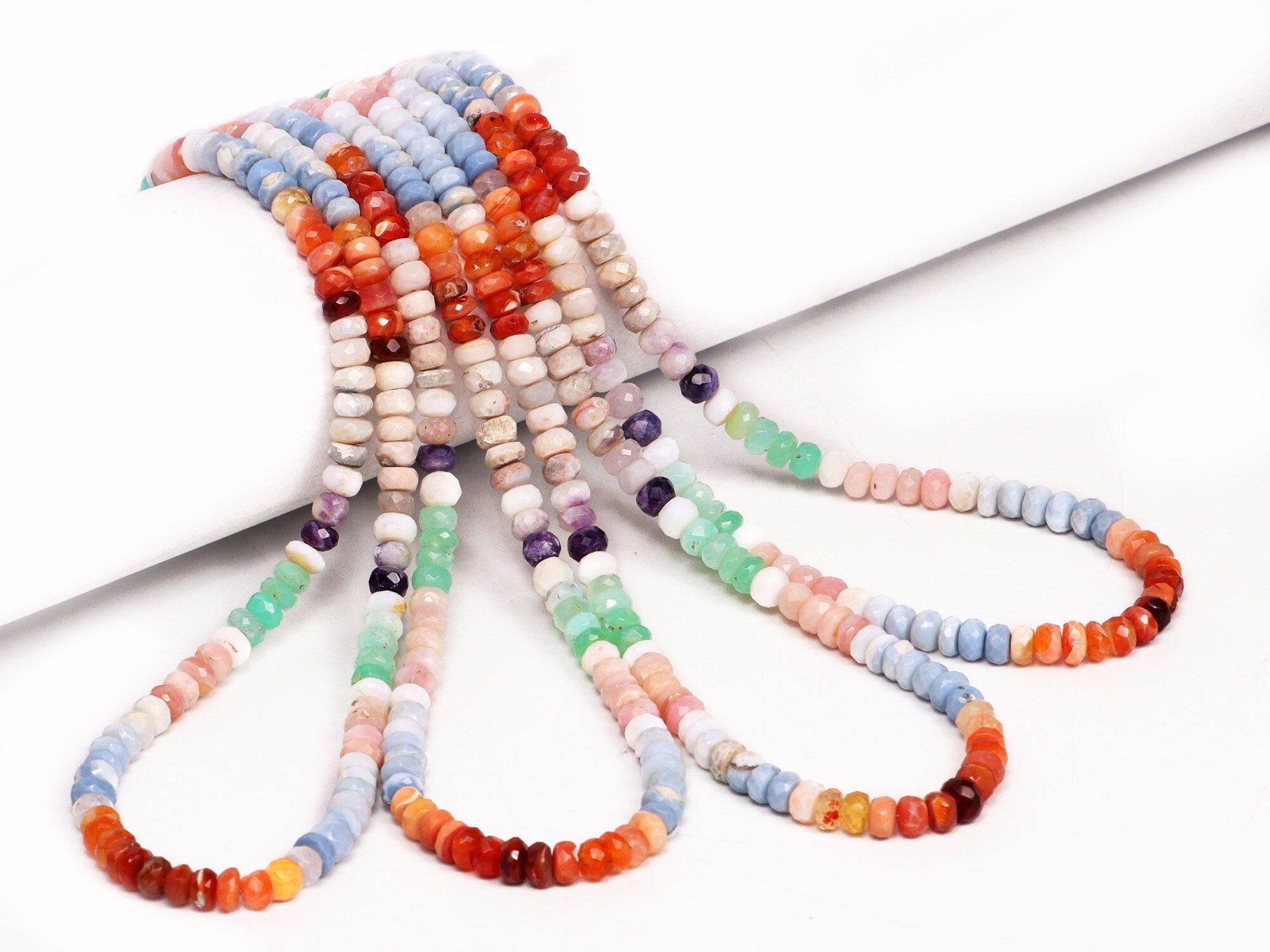 Multi Opal Faceted Rondelle Beads, 5 mm To 5.5 mm, Multi Opal Rondelle, Multi Opal Jewelry Making Gemstone Beads, 18 Inch Strand