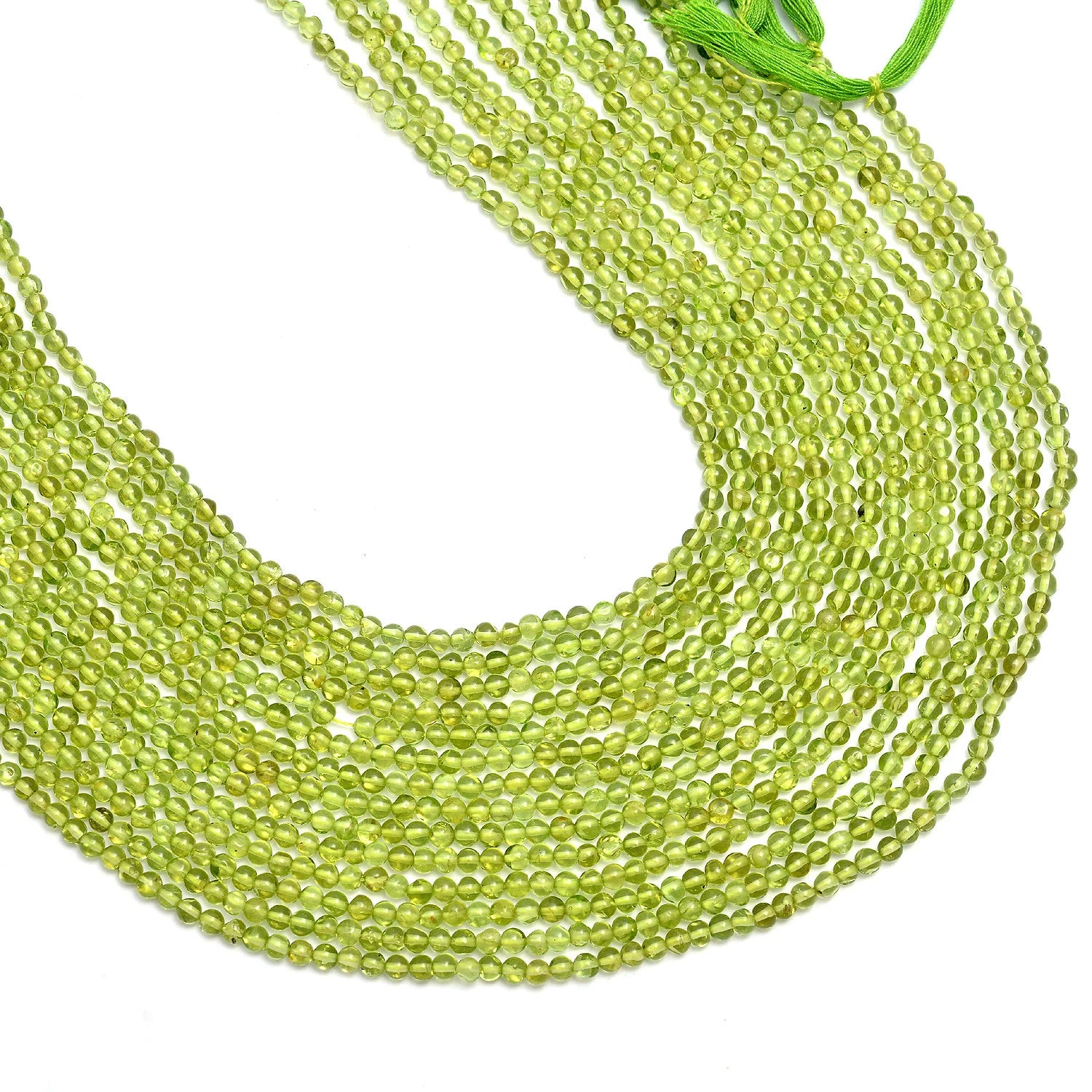 AA Quality Natural Peridot Smooth Round Balls Beads, 3.5 mm, SKU251