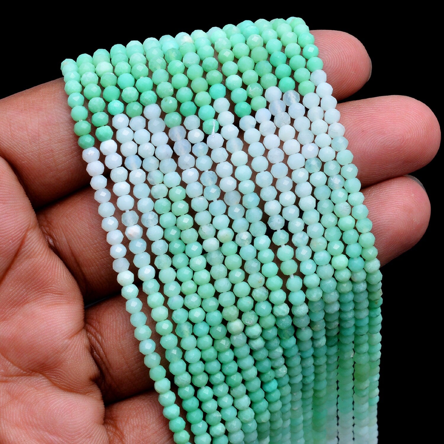 AA Quality Chrysoprase Faceted Round Balls Beads, 3 mm To 3.5 mm, SKU253