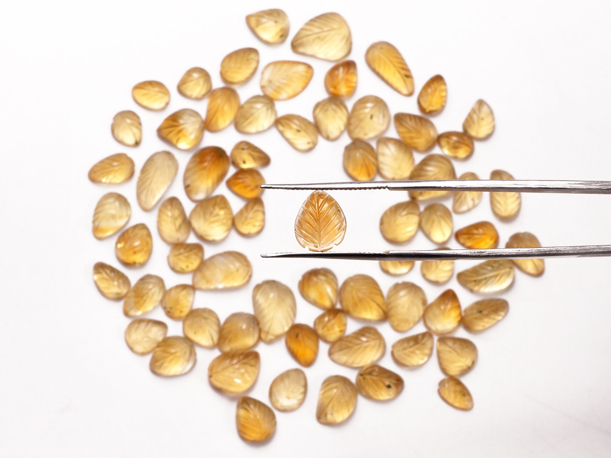 AA Quality Citrine Leaf Carving Loose Gemstone, SKU2029