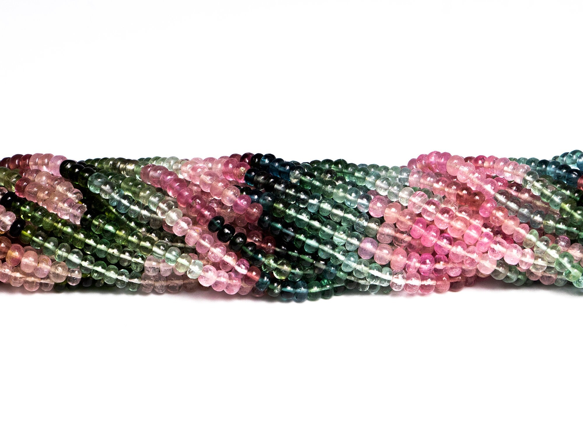 Afghani Multi Tourmaline Smooth Rondelle Beads, Multi Tourmaline Beads, Afghani Tourmaline Jewelry Making Gemstone Beads, 14 Inches