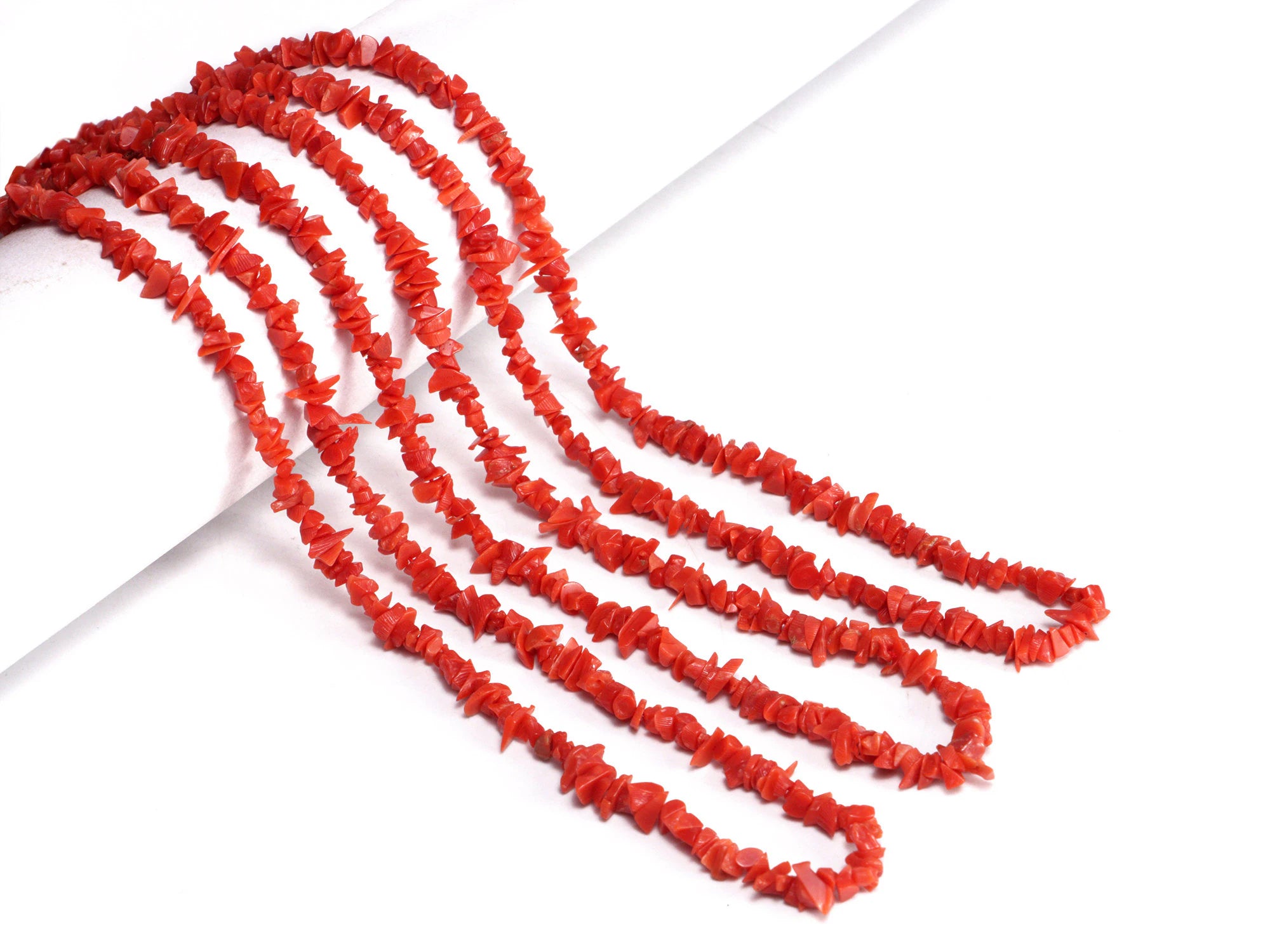 AA Quality Red Coral Smooth Uncut Beads, SKU2040