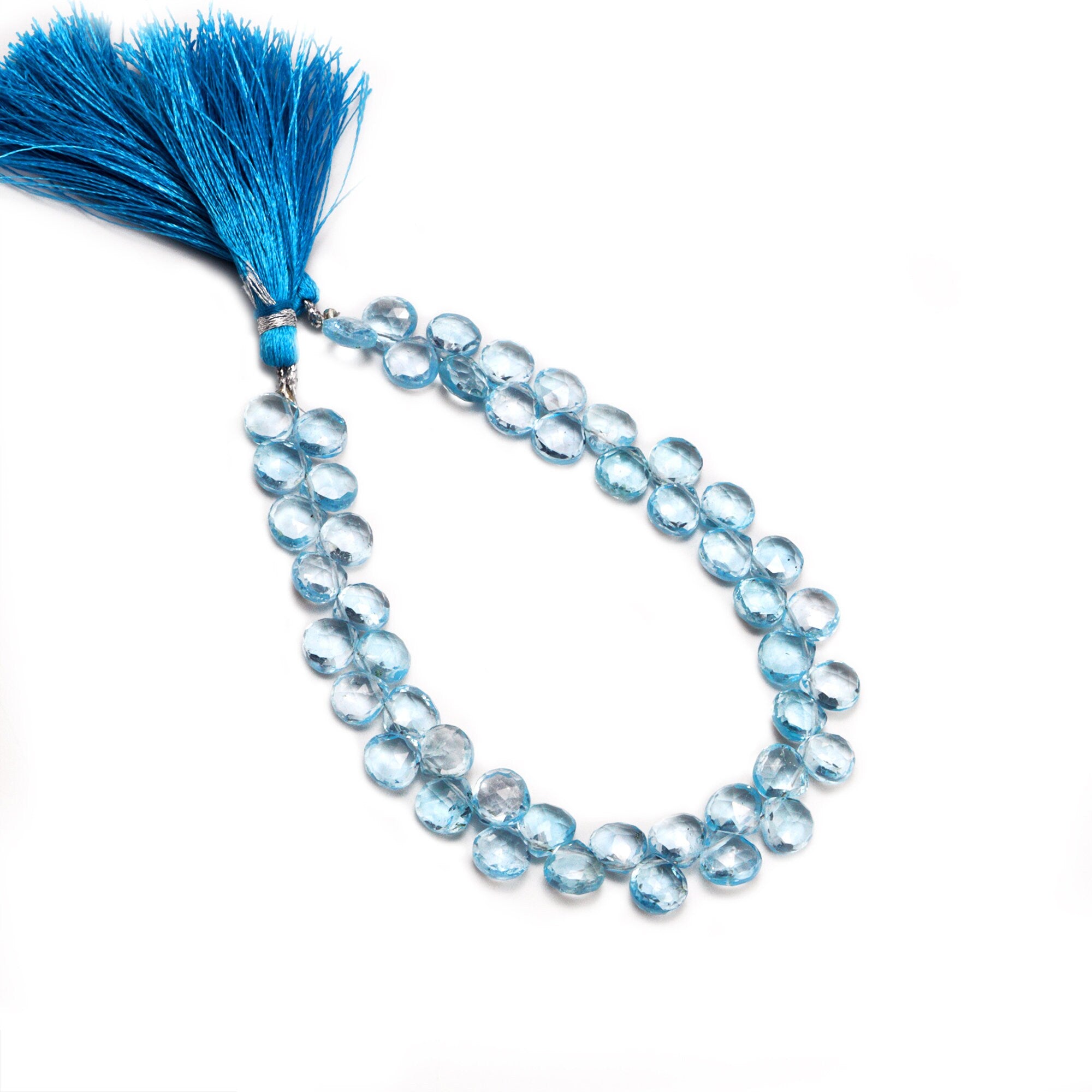 AA Quality Natural Sky Blue Topaz Faceted Heart Beads, SKU2012