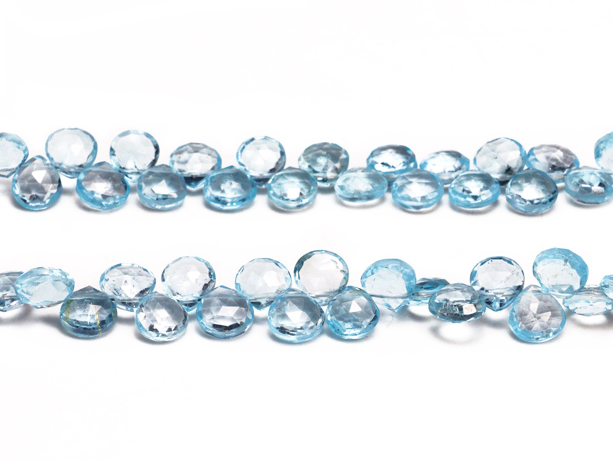 AA Quality Natural Sky Blue Topaz Faceted Heart Beads, SKU2012